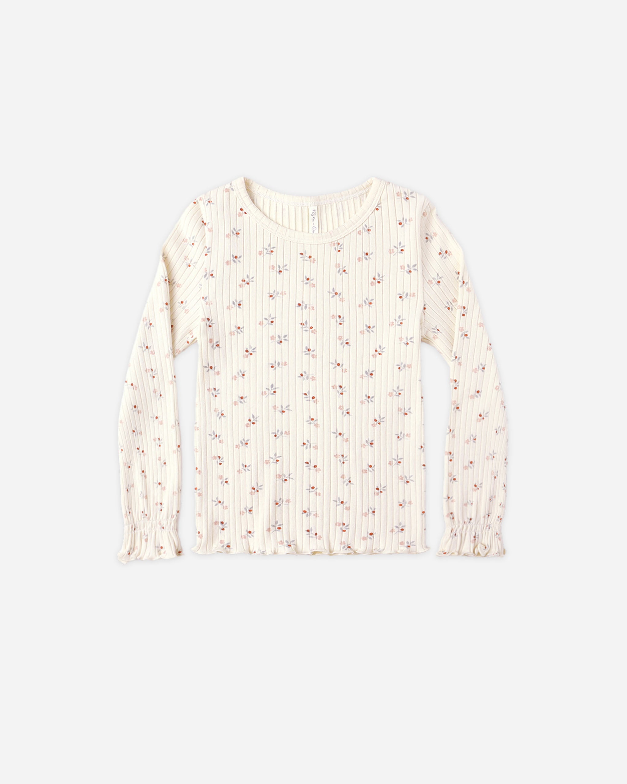 Ribbed Long Sleeve Top || Natural Ditsy - Rylee + Cru | Kids Clothes | Trendy Baby Clothes | Modern Infant Outfits |