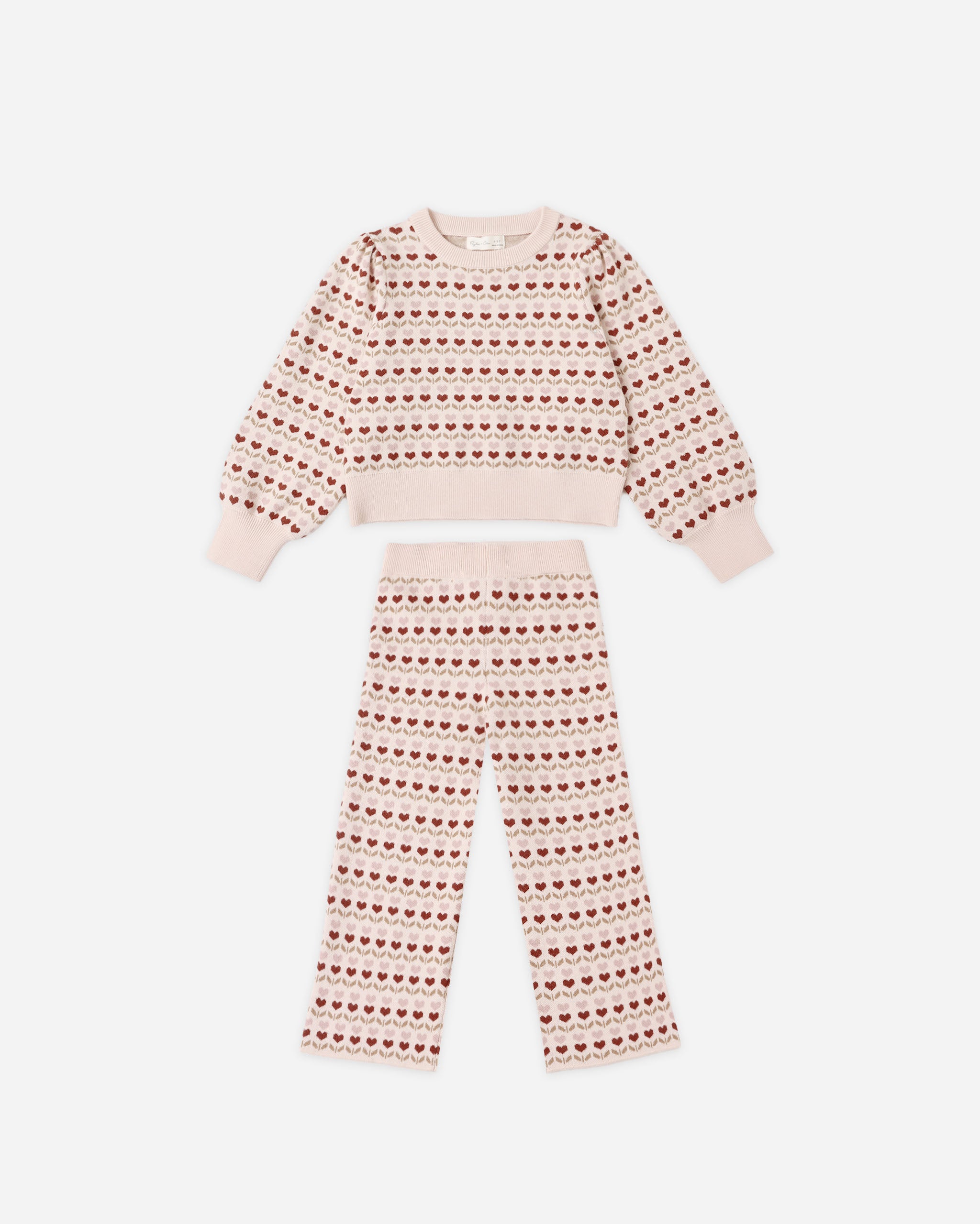 Jacquard Knit Set || Ruby Hearts - Rylee + Cru | Kids Clothes | Trendy Baby Clothes | Modern Infant Outfits |