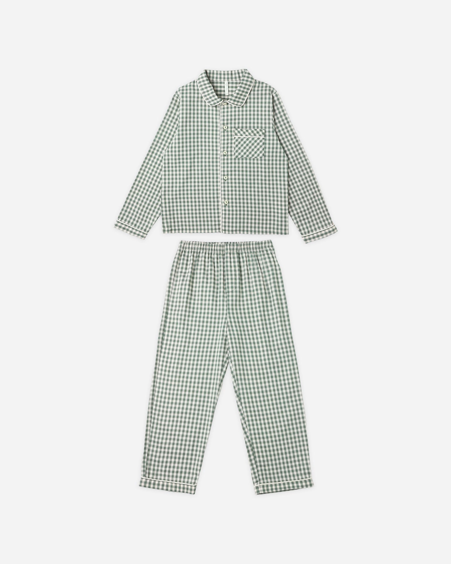 Long Sleeve Pajamas || Evergreen Gingham - Rylee + Cru | Kids Clothes | Trendy Baby Clothes | Modern Infant Outfits |