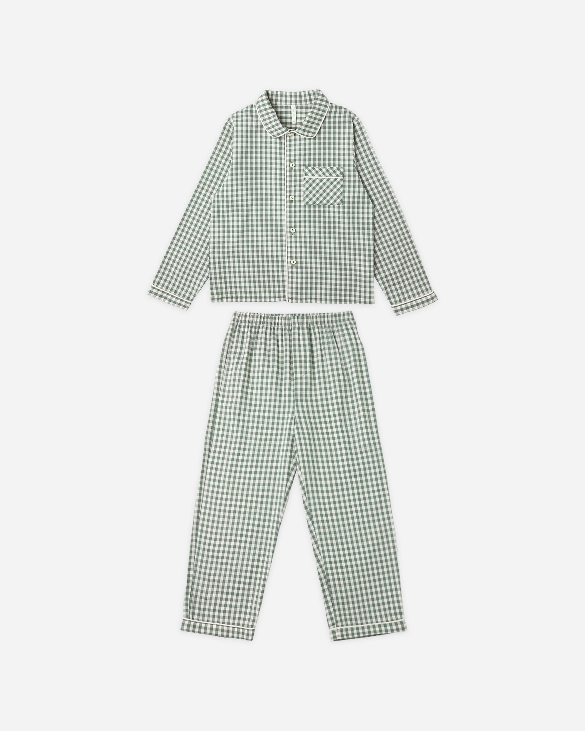 Long Sleeve Pajamas || Evergreen Gingham - Rylee + Cru | Kids Clothes | Trendy Baby Clothes | Modern Infant Outfits |