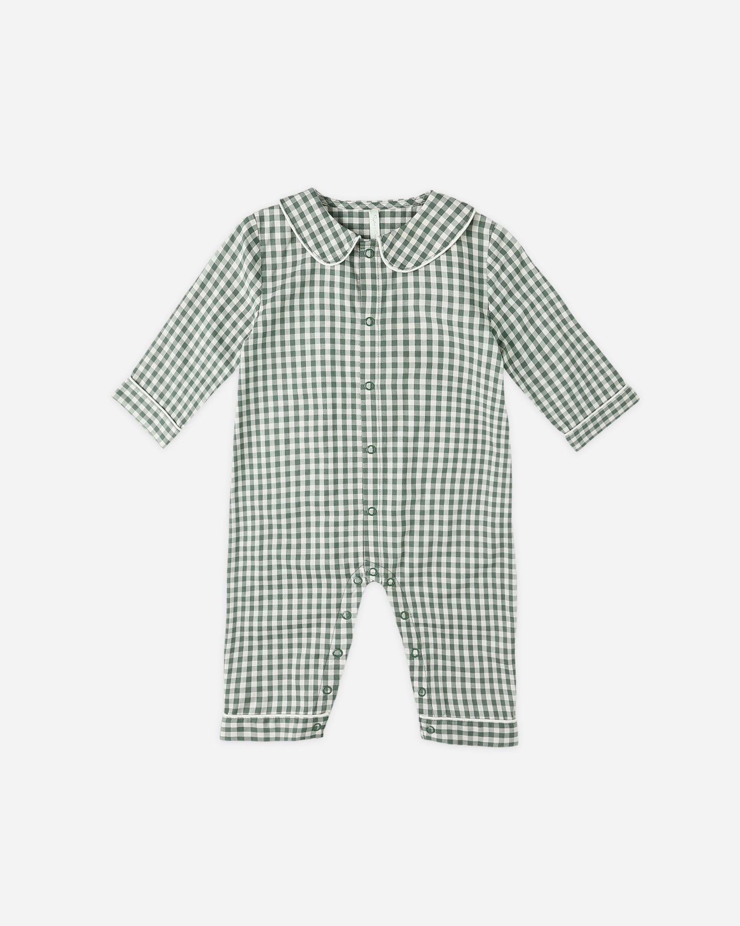 Baby Pajama Romper || Evergreen Gingham - Rylee + Cru | Kids Clothes | Trendy Baby Clothes | Modern Infant Outfits |