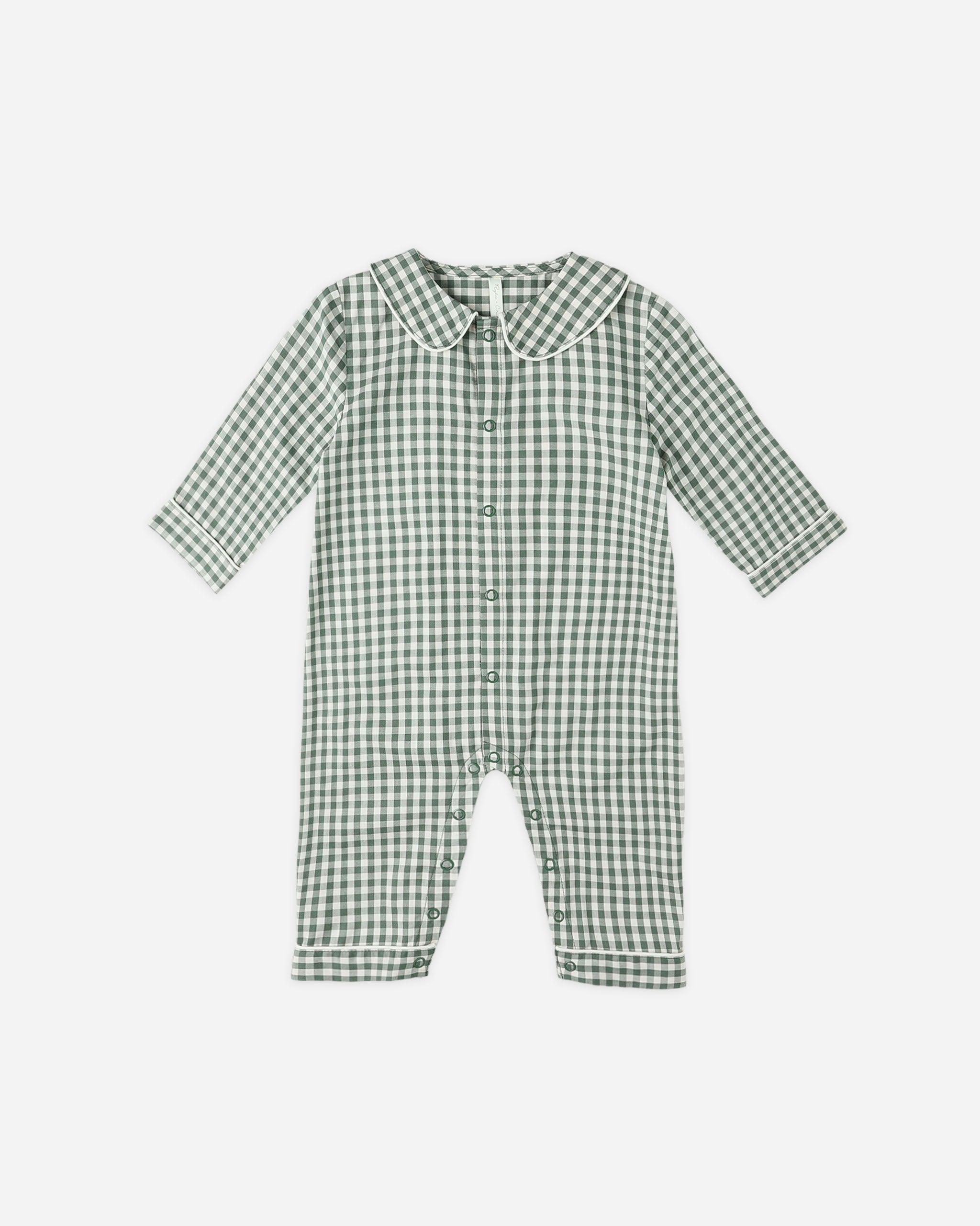 Baby Pajama Romper || Evergreen Gingham - Rylee + Cru | Kids Clothes | Trendy Baby Clothes | Modern Infant Outfits |