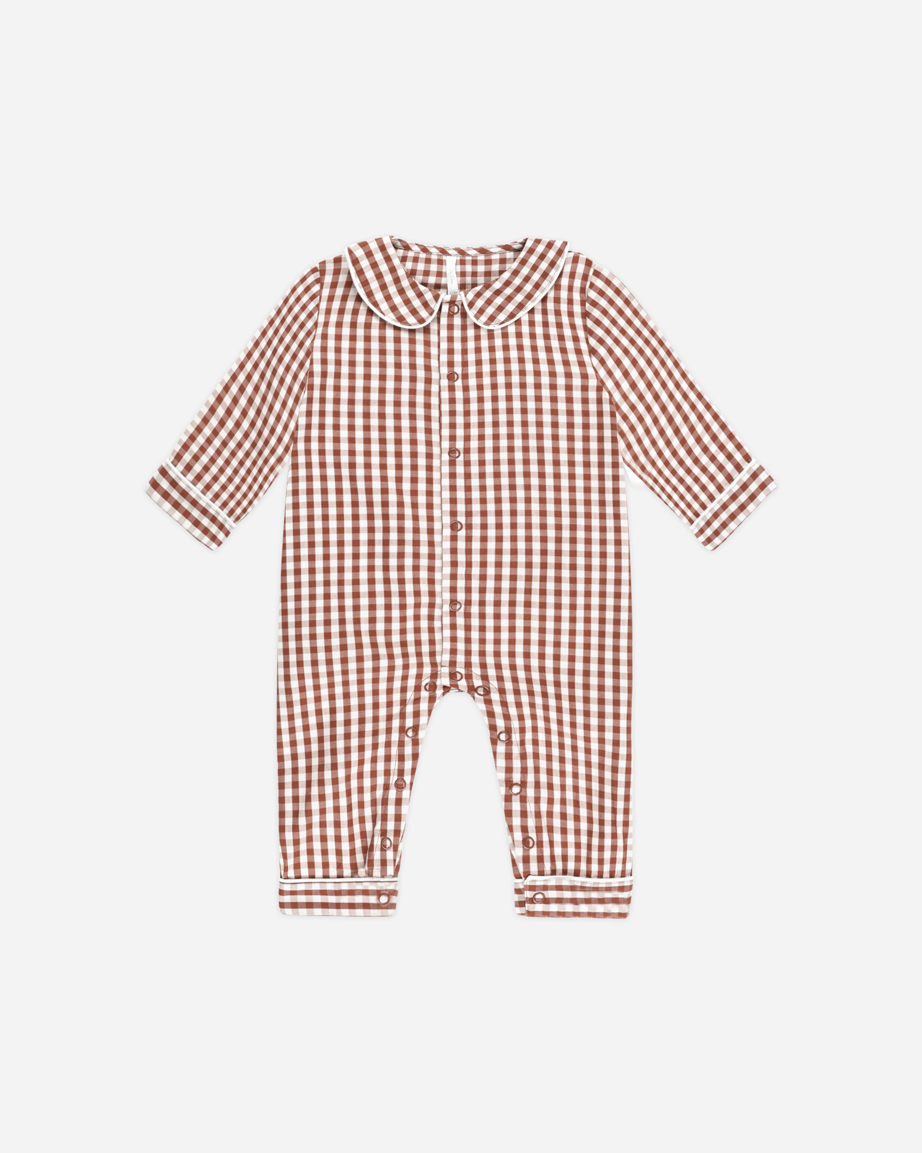 Baby Pajama Romper || Brick Gingham