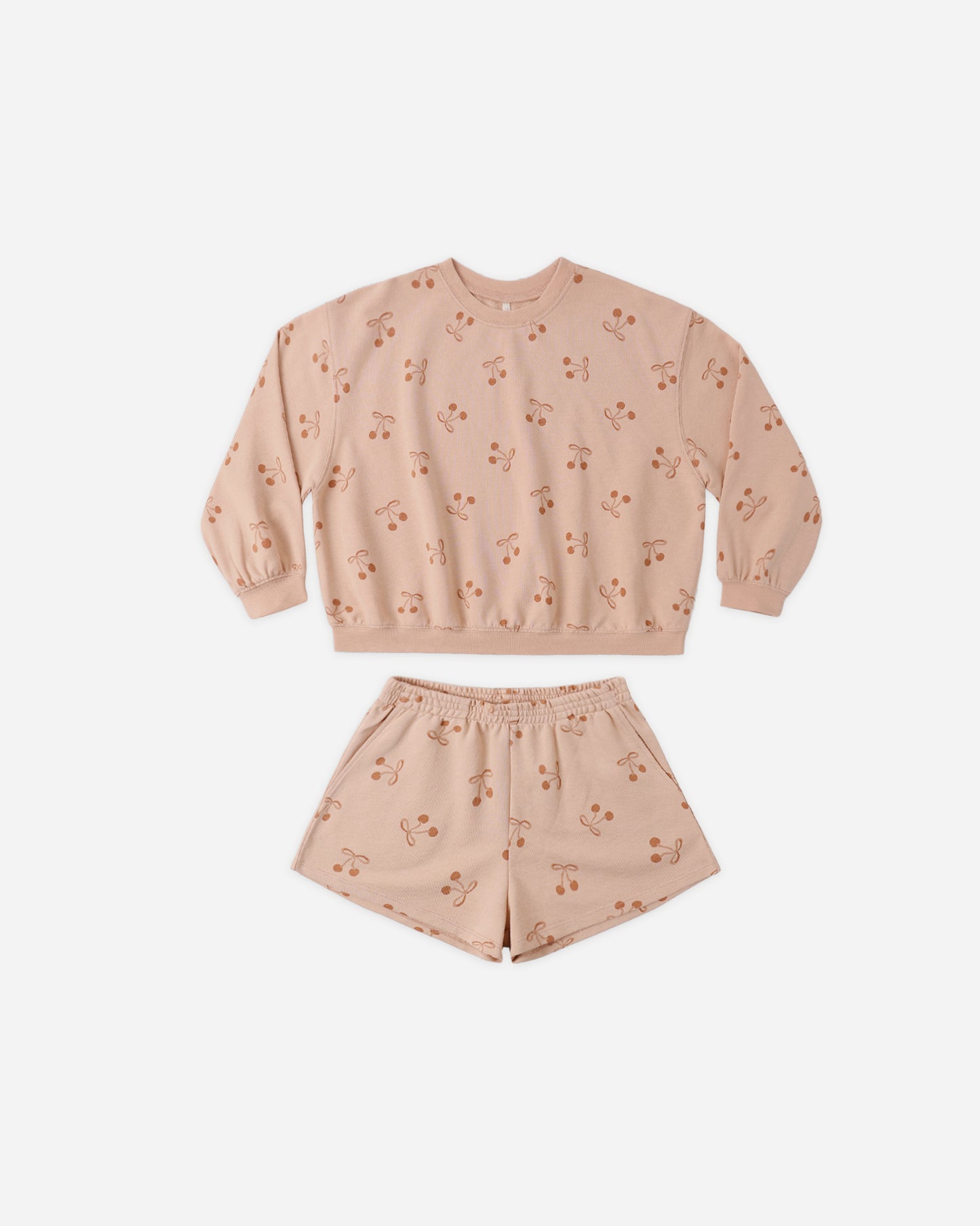Summer Terry Set Cherry Bows - Rylee + Cru | Kids Clothes | Trendy Baby Clothes | Modern Infant Outfits |