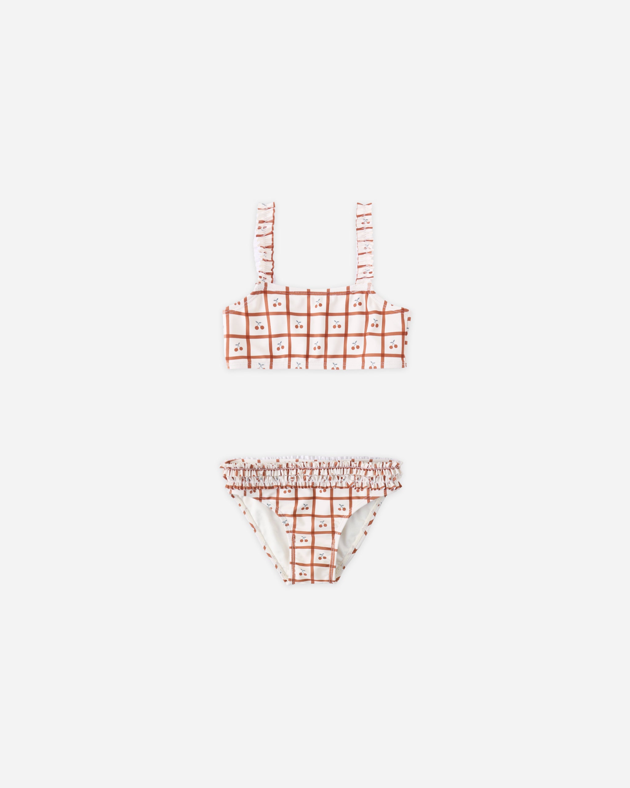 Rouched Bikini Cherry Check - Rylee + Cru | Kids Clothes | Trendy Baby Clothes | Modern Infant Outfits |