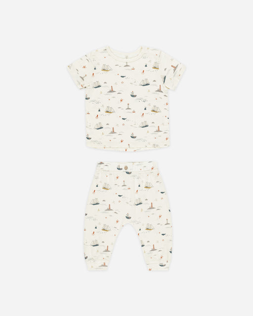 Tee + Slouch Pant Set || Nautical - Rylee + Cru | Kids Clothes | Trendy Baby Clothes | Modern Infant Outfits |
