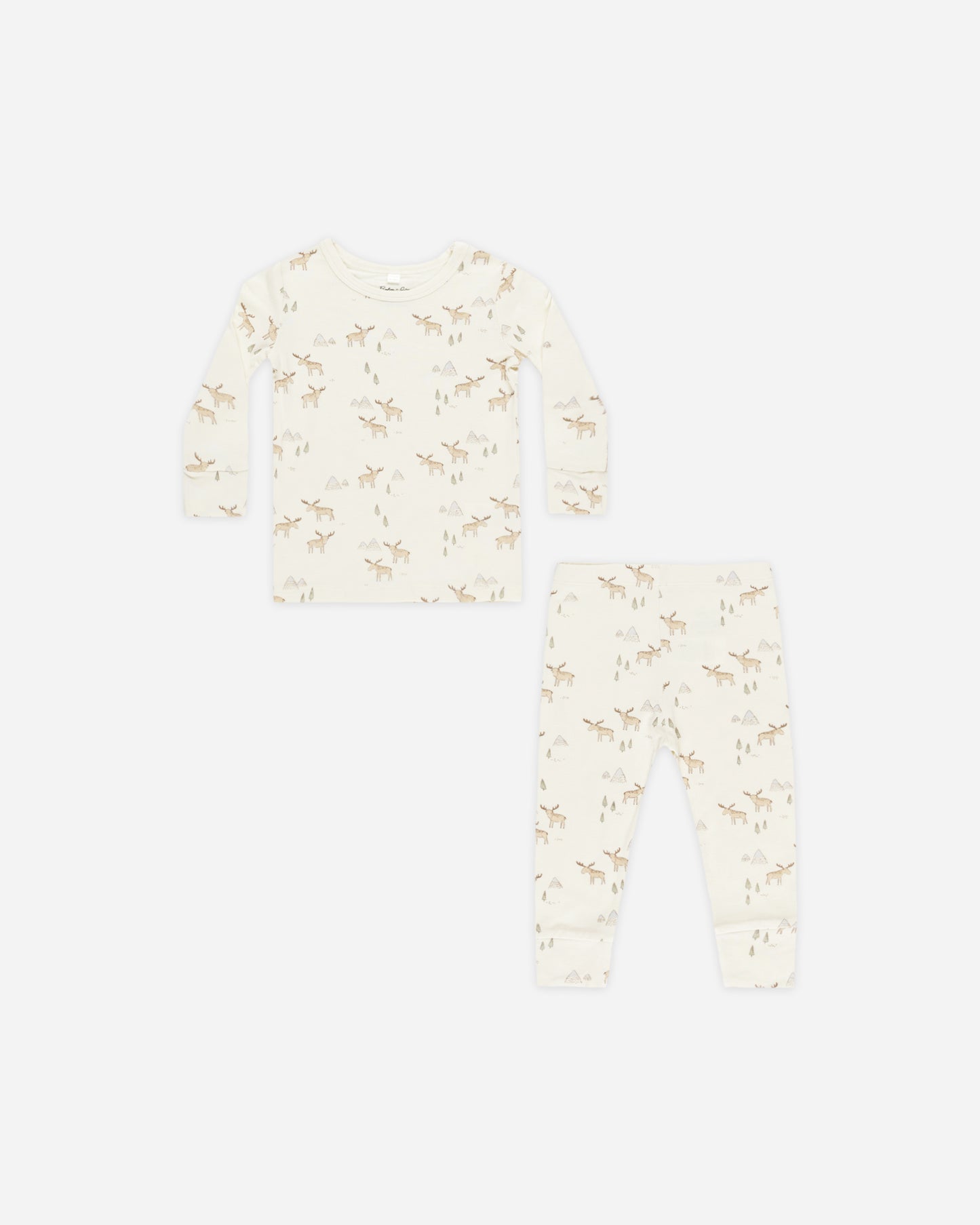 Long Sleeve Pajamas || Moose - Rylee + Cru | Kids Clothes | Trendy Baby Clothes | Modern Infant Outfits |