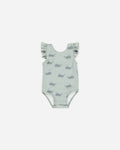 Scoop Back Onepiece || Whales - Rylee + Cru | Kids Clothes | Trendy Baby Clothes | Modern Infant Outfits |
