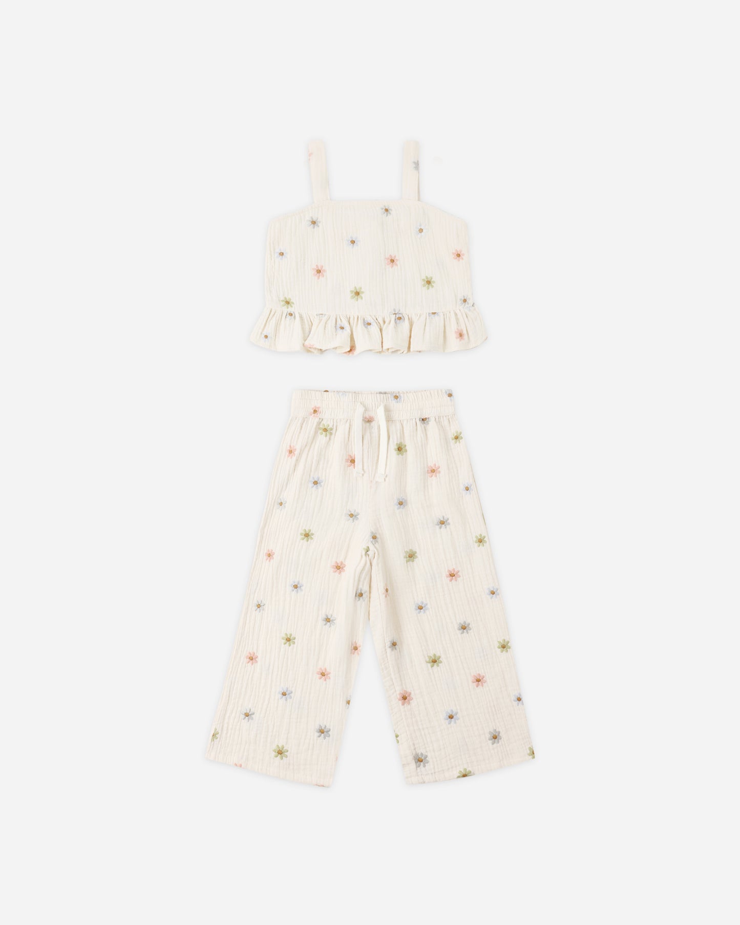 Kayli Set Embroidered Daisies - Rylee + Cru | Kids Clothes | Trendy Baby Clothes | Modern Infant Outfits |