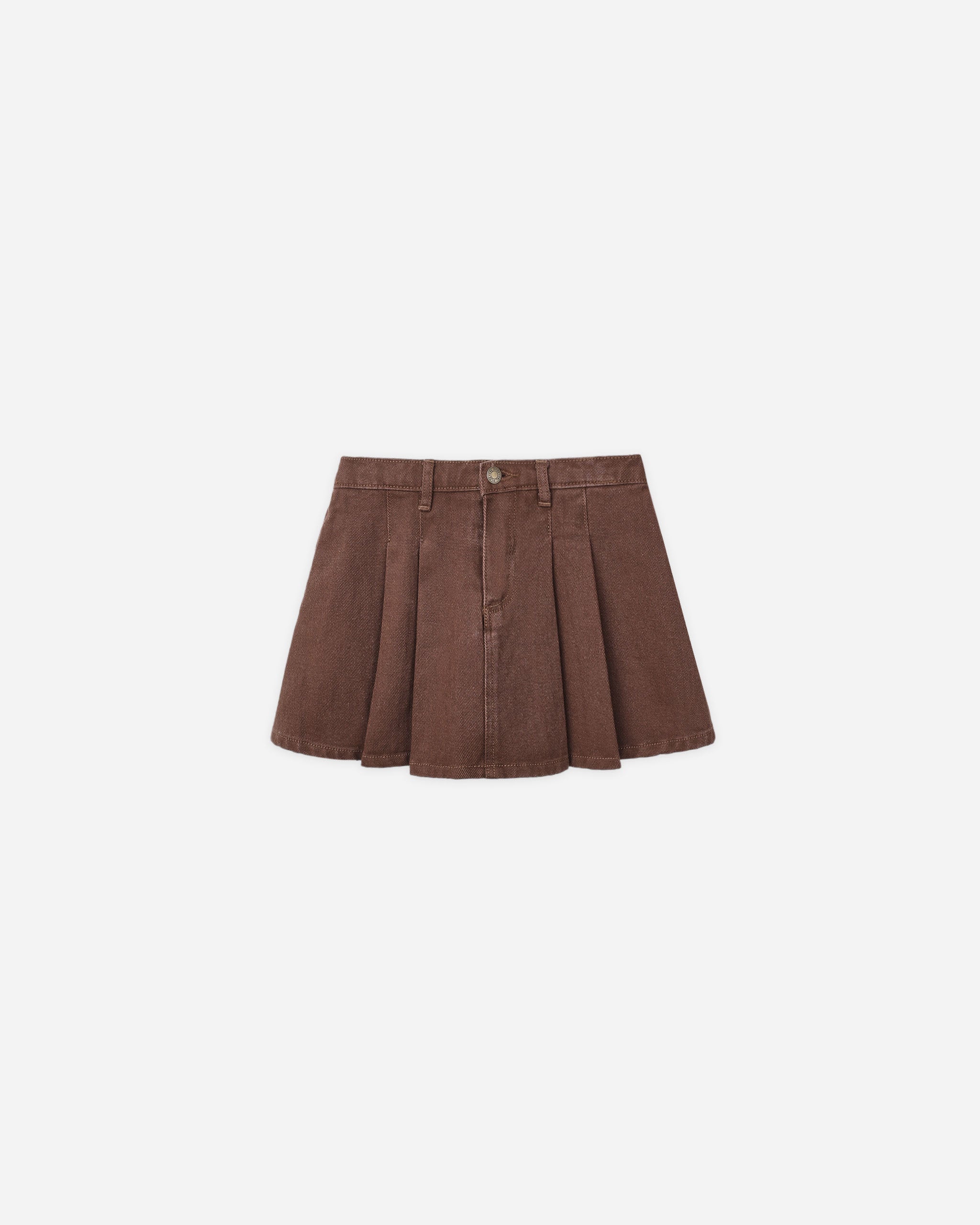 Pleated Denim Skirt || Washed Brown – Rylee + Cru