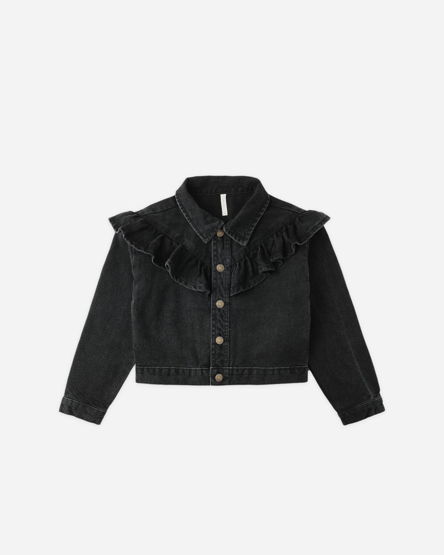 Ruffle Denim Jacket || Washed Black - Rylee + Cru | Kids Clothes | Trendy Baby Clothes | Modern Infant Outfits |