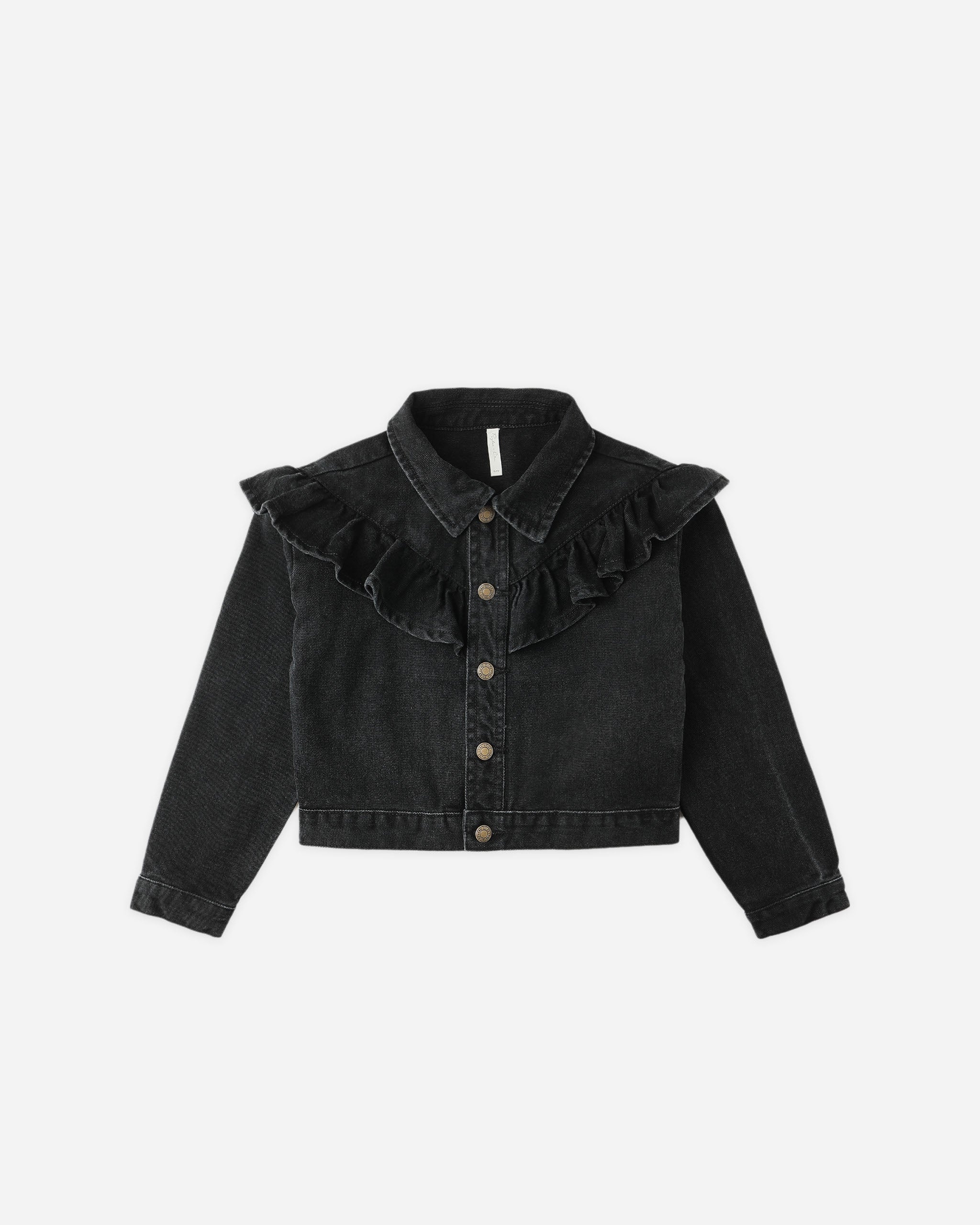Ruffle Denim Jacket || Washed Black - Rylee + Cru | Kids Clothes | Trendy Baby Clothes | Modern Infant Outfits |