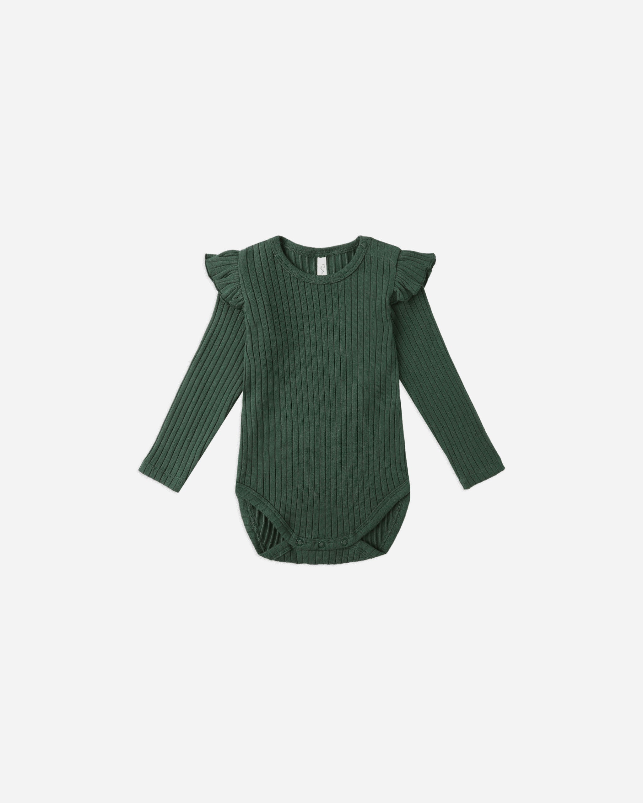 Shoulder Ruffle Bodysuit || Green - Rylee + Cru | Kids Clothes | Trendy Baby Clothes | Modern Infant Outfits |