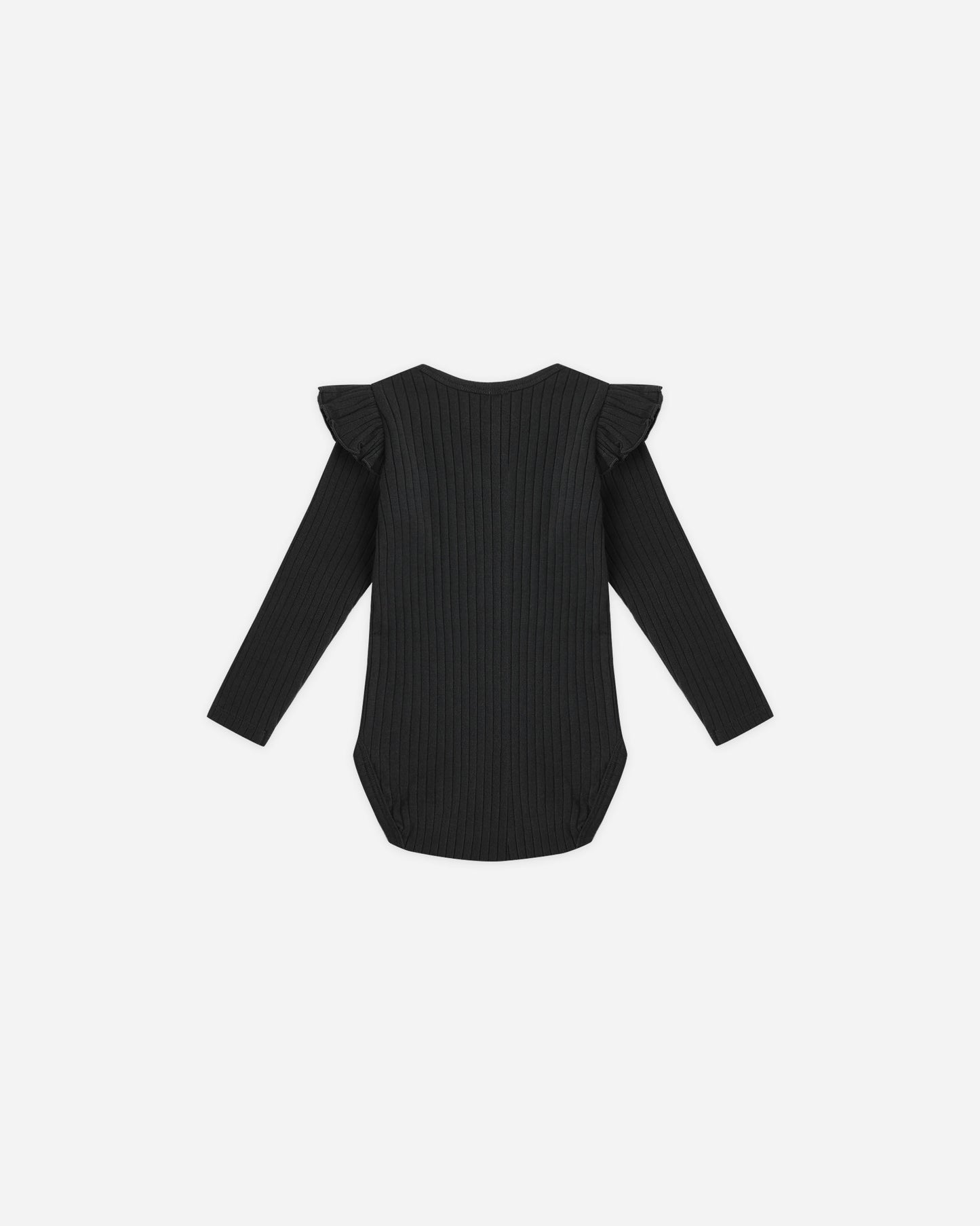 Shoulder Ruffle Bodysuit || Black - Rylee + Cru | Kids Clothes | Trendy Baby Clothes | Modern Infant Outfits |