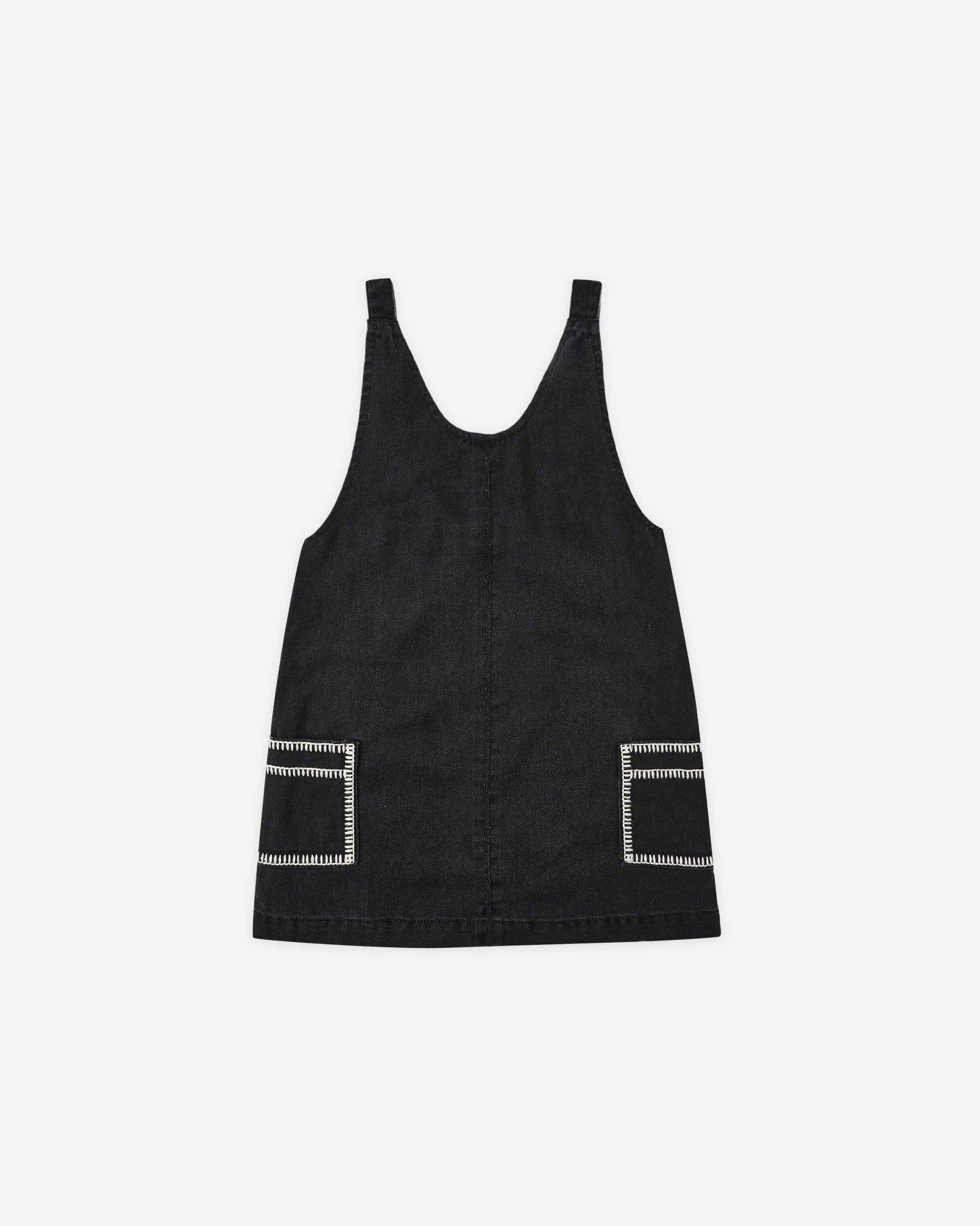 V-Neck Overall Dress || Washed Black - Rylee + Cru | Kids Clothes | Trendy Baby Clothes | Modern Infant Outfits |