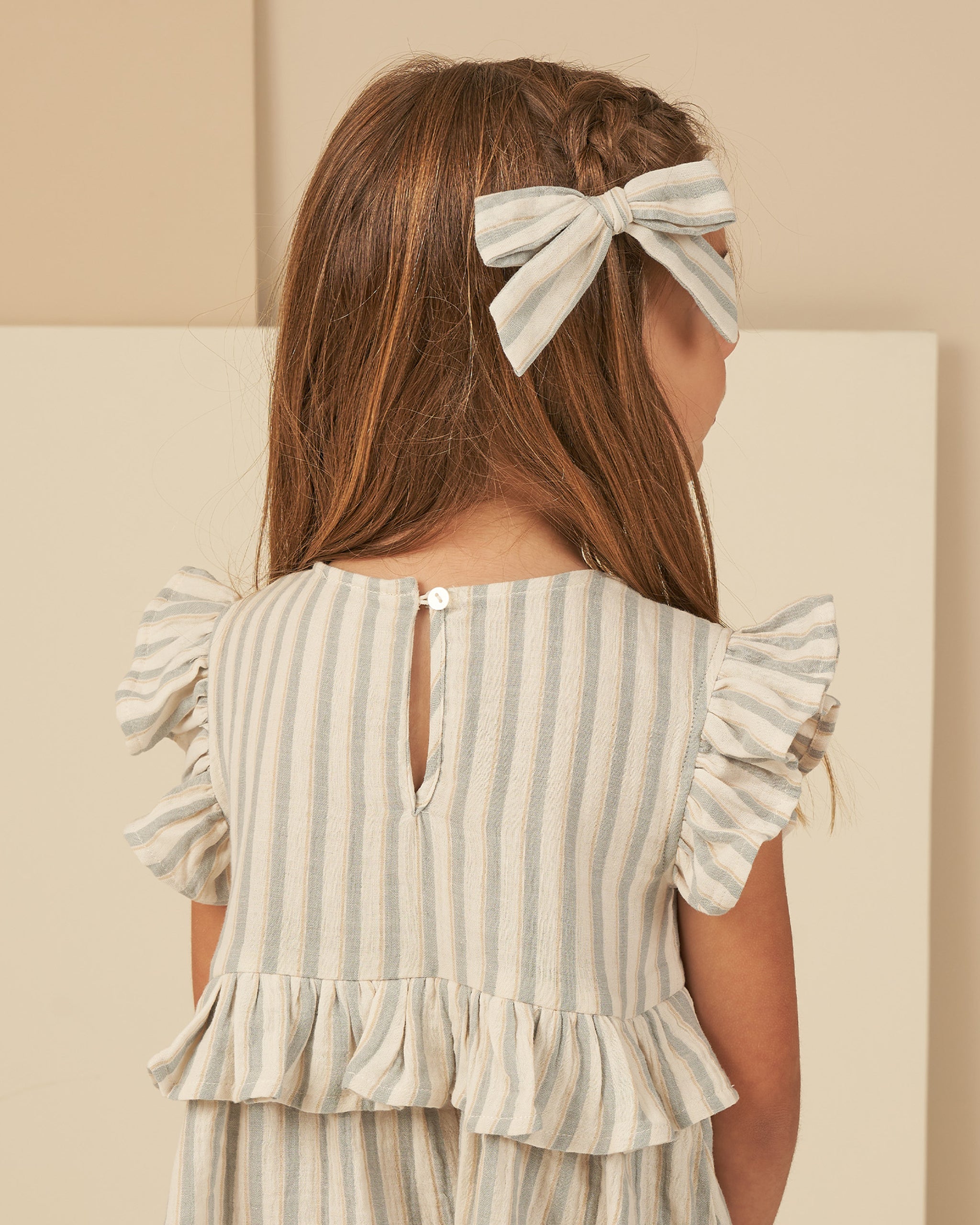 Girl Bow || Ocean Stripe - Rylee + Cru | Kids Clothes | Trendy Baby Clothes | Modern Infant Outfits |