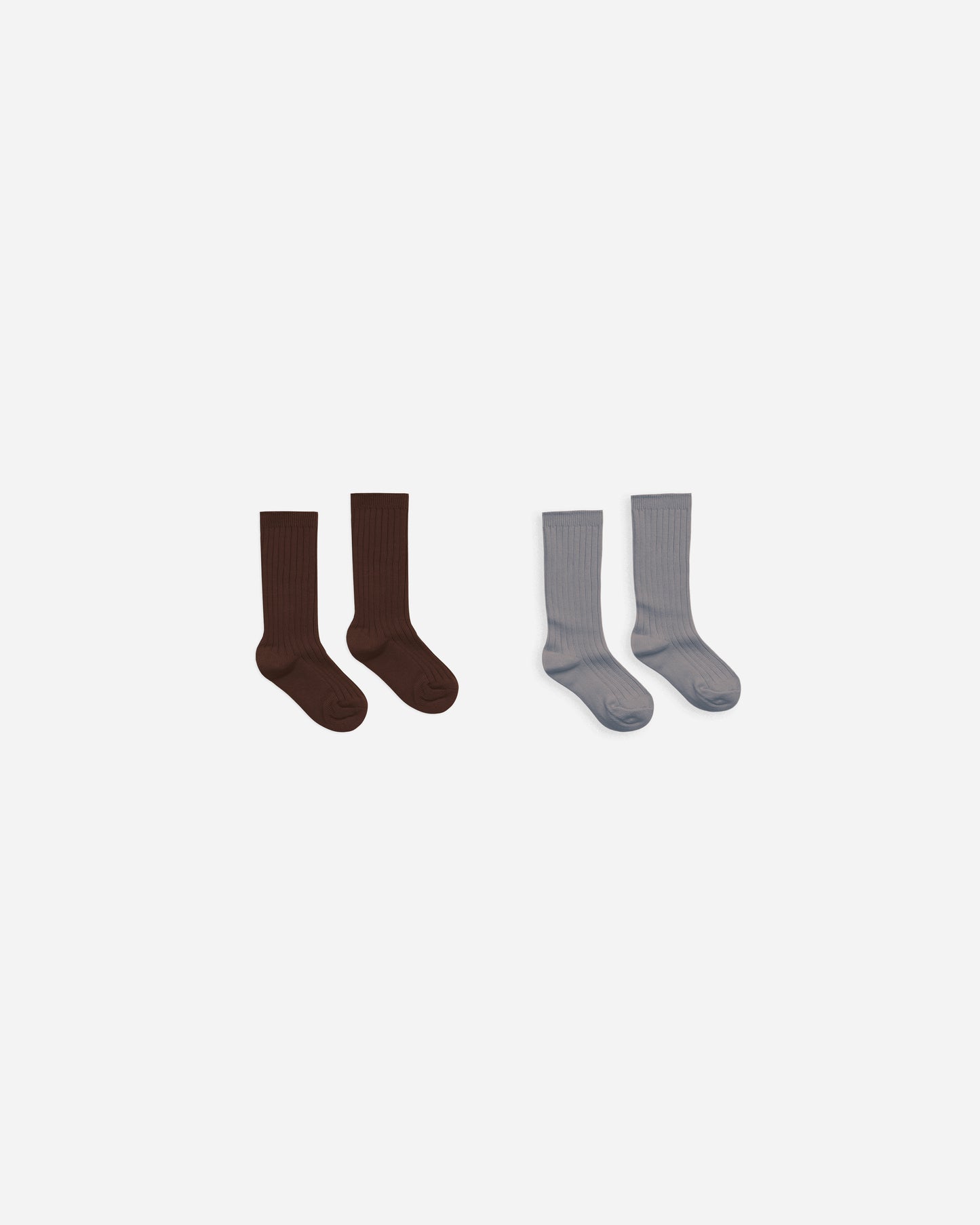 Ribbed Socks || Brown, Dusty Blue - Rylee + Cru | Kids Clothes | Trendy Baby Clothes | Modern Infant Outfits |