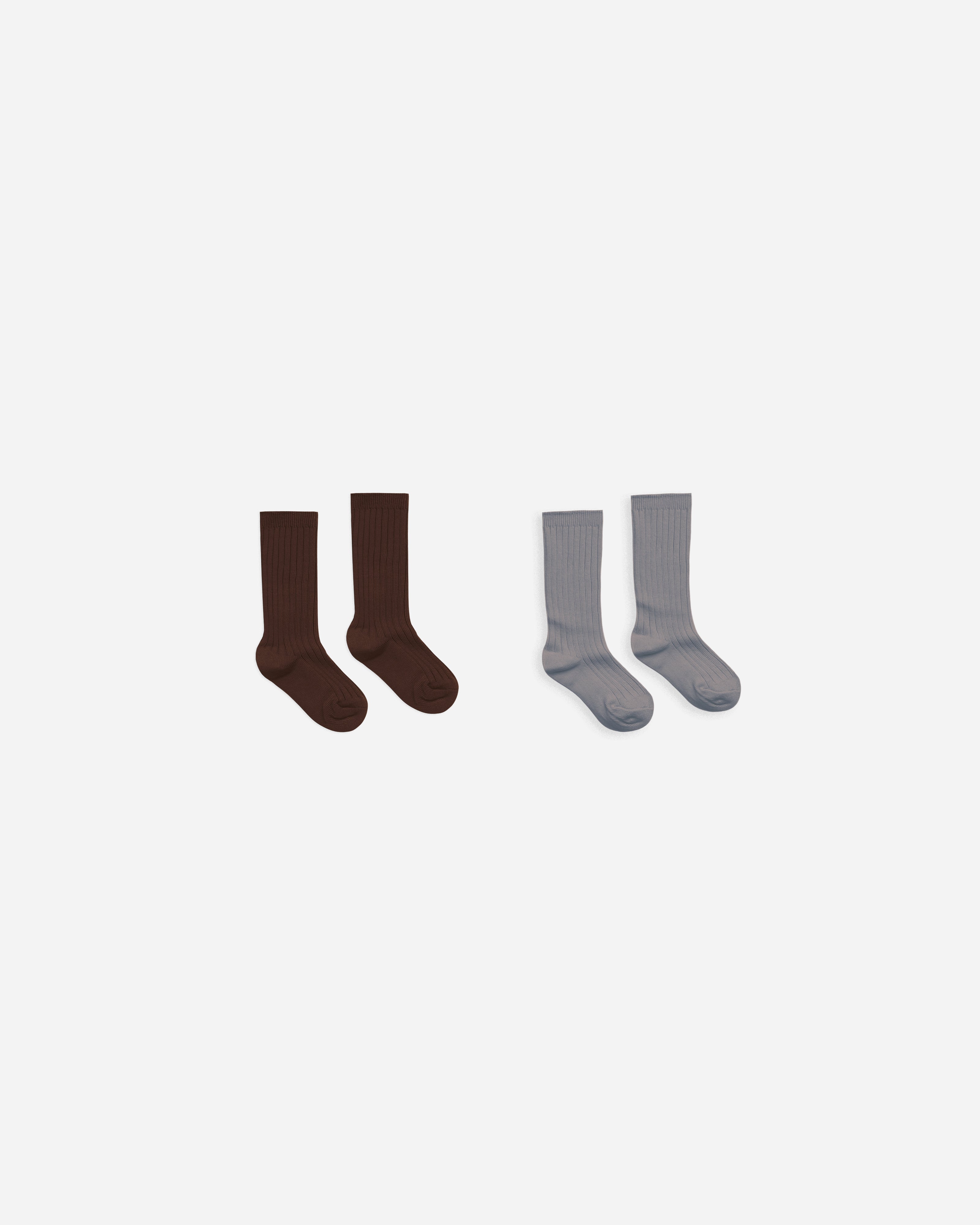 Ribbed Socks || Brown, Dusty Blue - Rylee + Cru | Kids Clothes | Trendy Baby Clothes | Modern Infant Outfits |