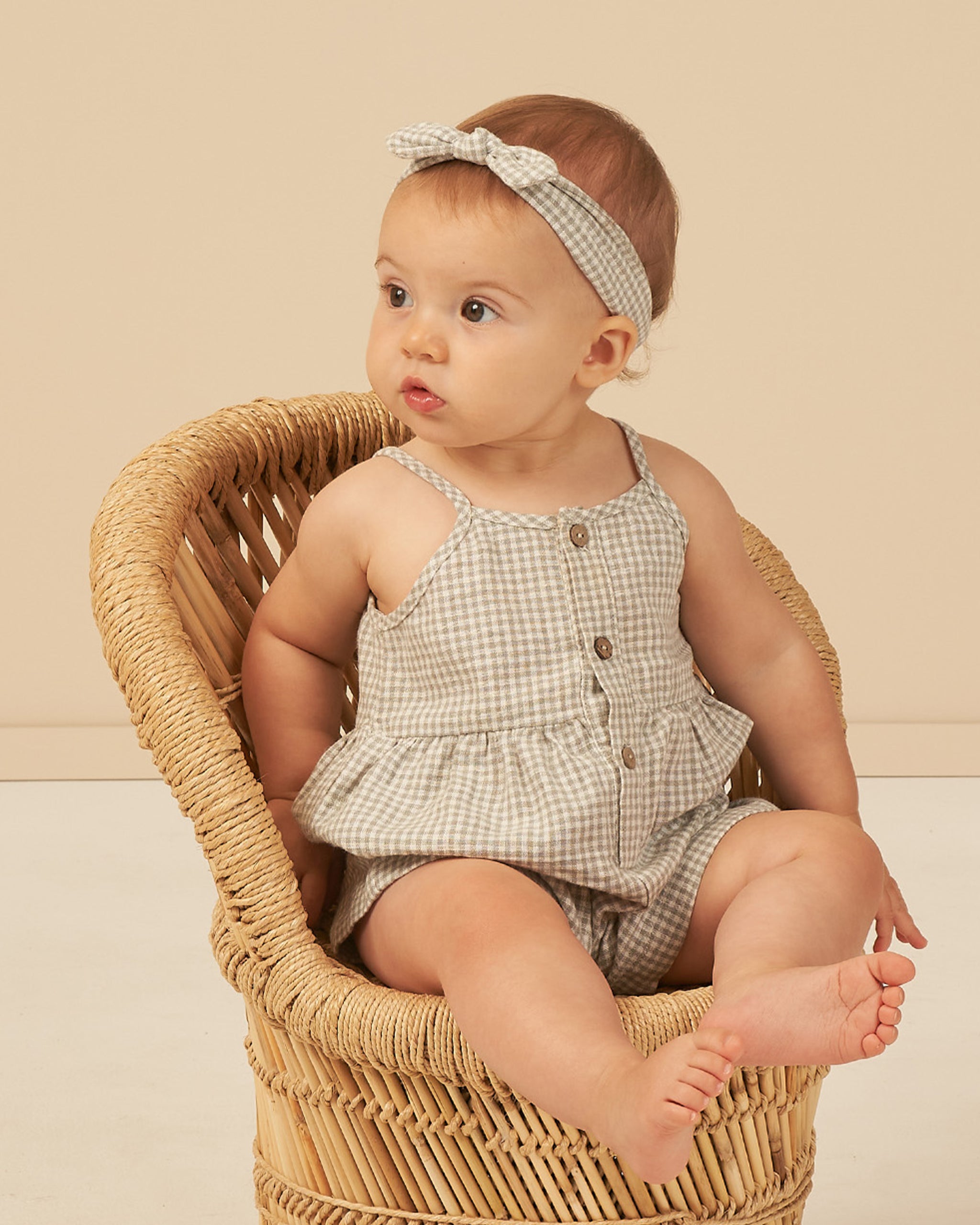 Baby Bow Headband || Sage Gingham - Rylee + Cru | Kids Clothes | Trendy Baby Clothes | Modern Infant Outfits |