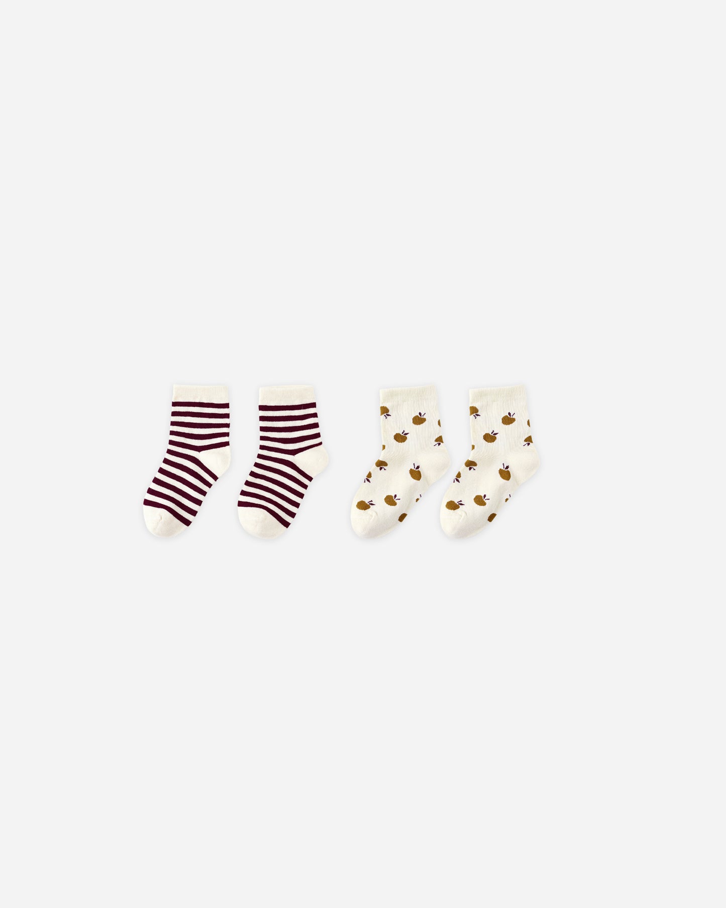 Jacquard Socks, 2-pack || Burgundy Stripe, Apple - Rylee + Cru | Kids Clothes | Trendy Baby Clothes | Modern Infant Outfits |