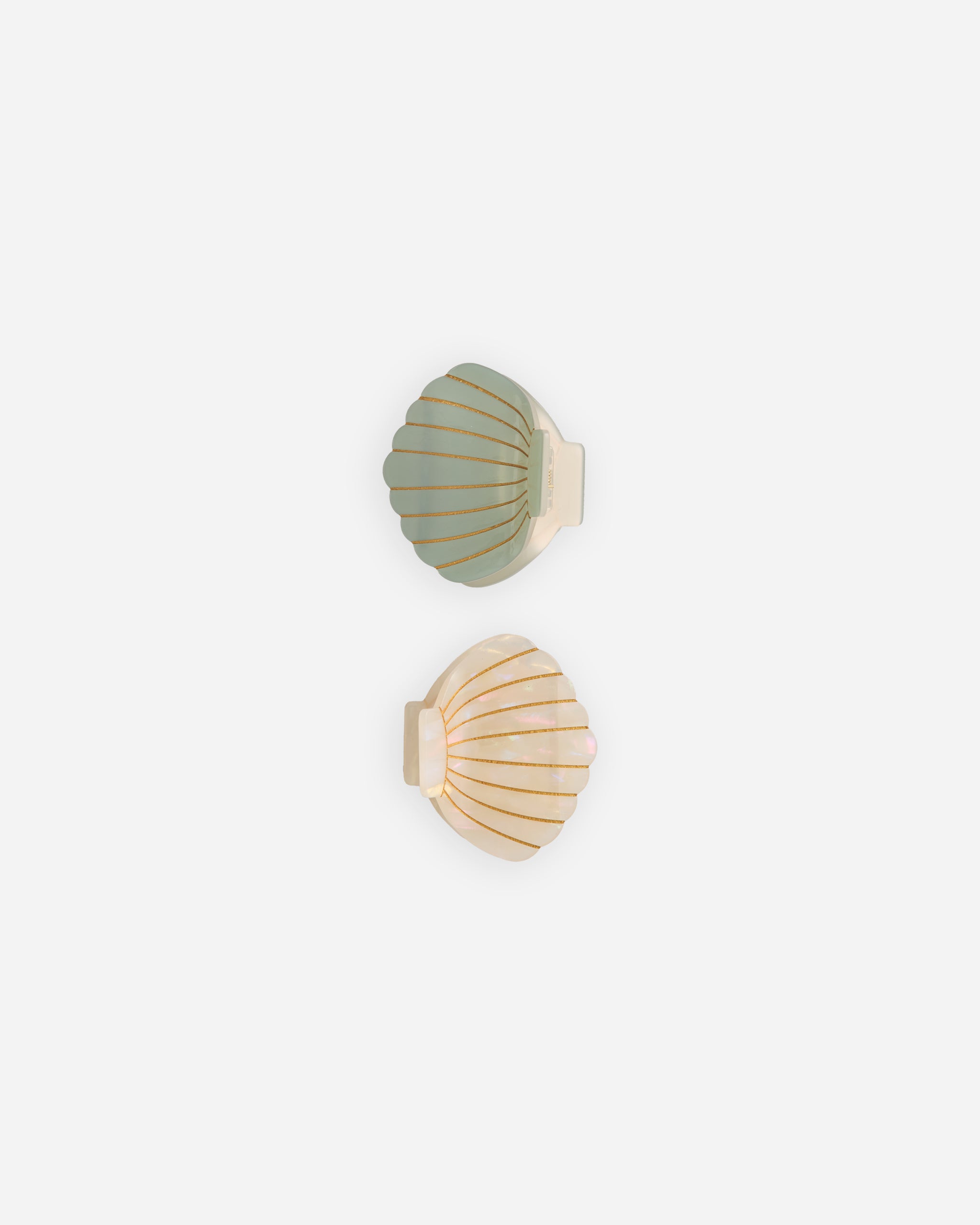 Shell Clip Set Seafoam, Natural