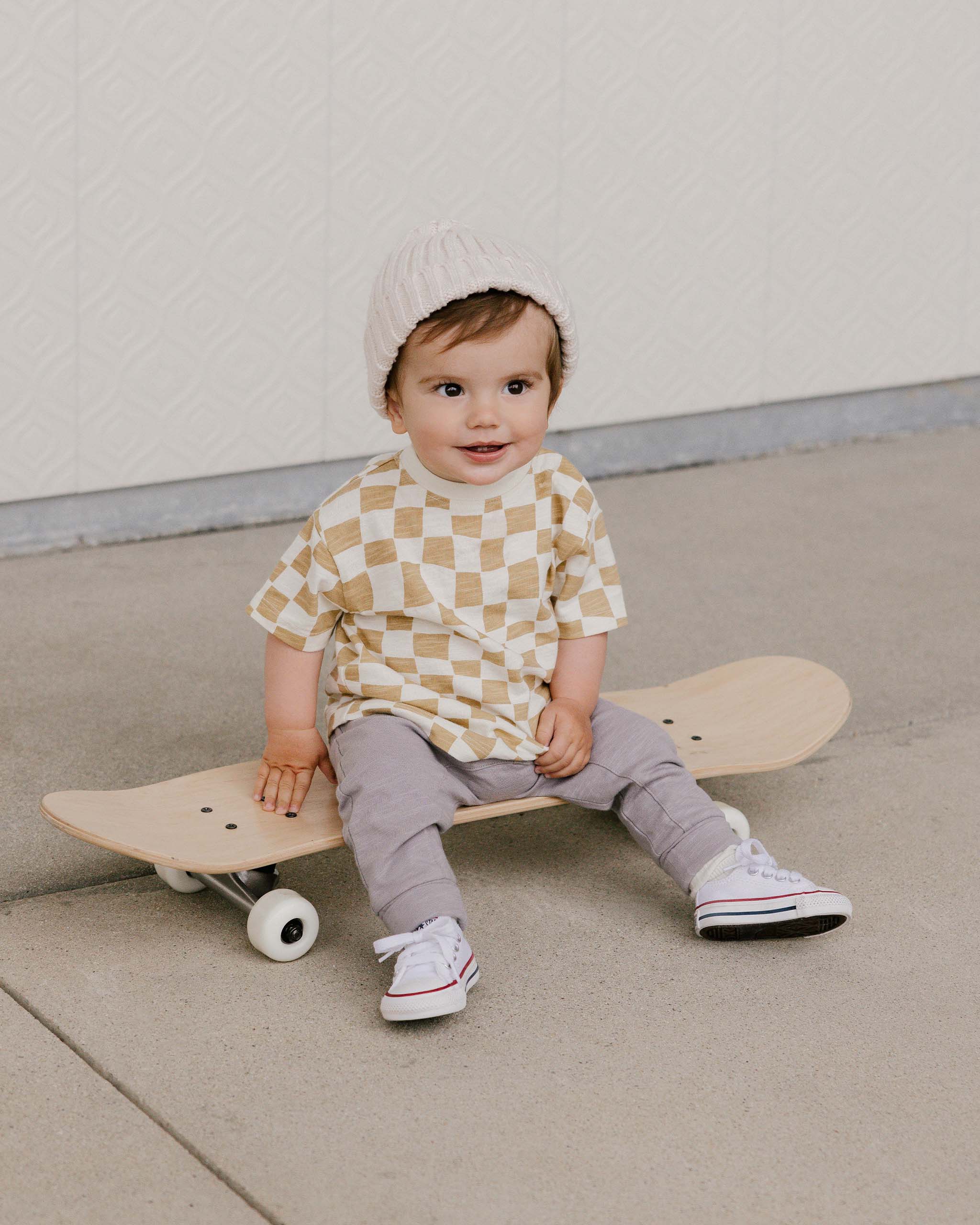 Relaxed Tee || Sand Check - Rylee + Cru | Kids Clothes | Trendy Baby Clothes | Modern Infant Outfits |