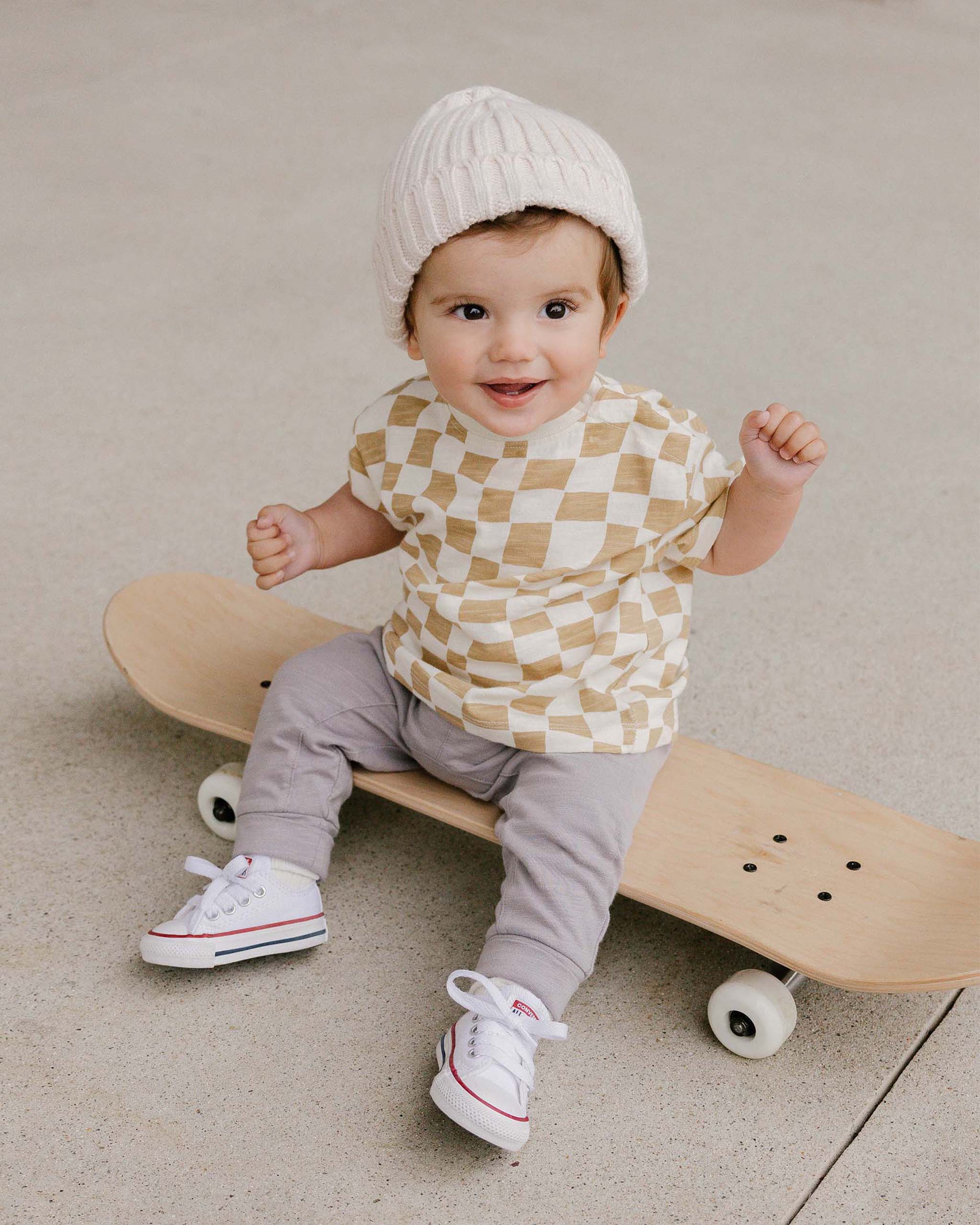 Relaxed Tee || Sand Check - Rylee + Cru | Kids Clothes | Trendy Baby Clothes | Modern Infant Outfits |
