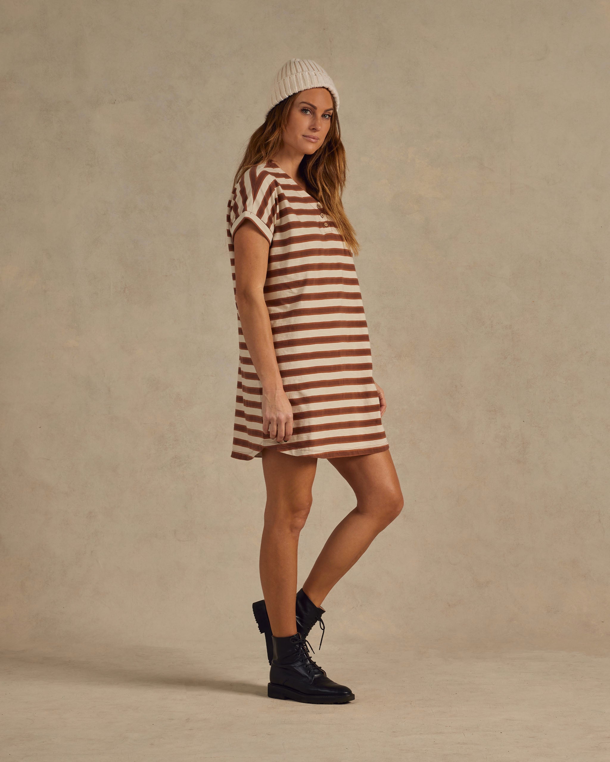 Henley Shirt Dress | Cedar Stripe - Rylee + Cru | Kids Clothes | Trendy Baby Clothes | Modern Infant Outfits |
