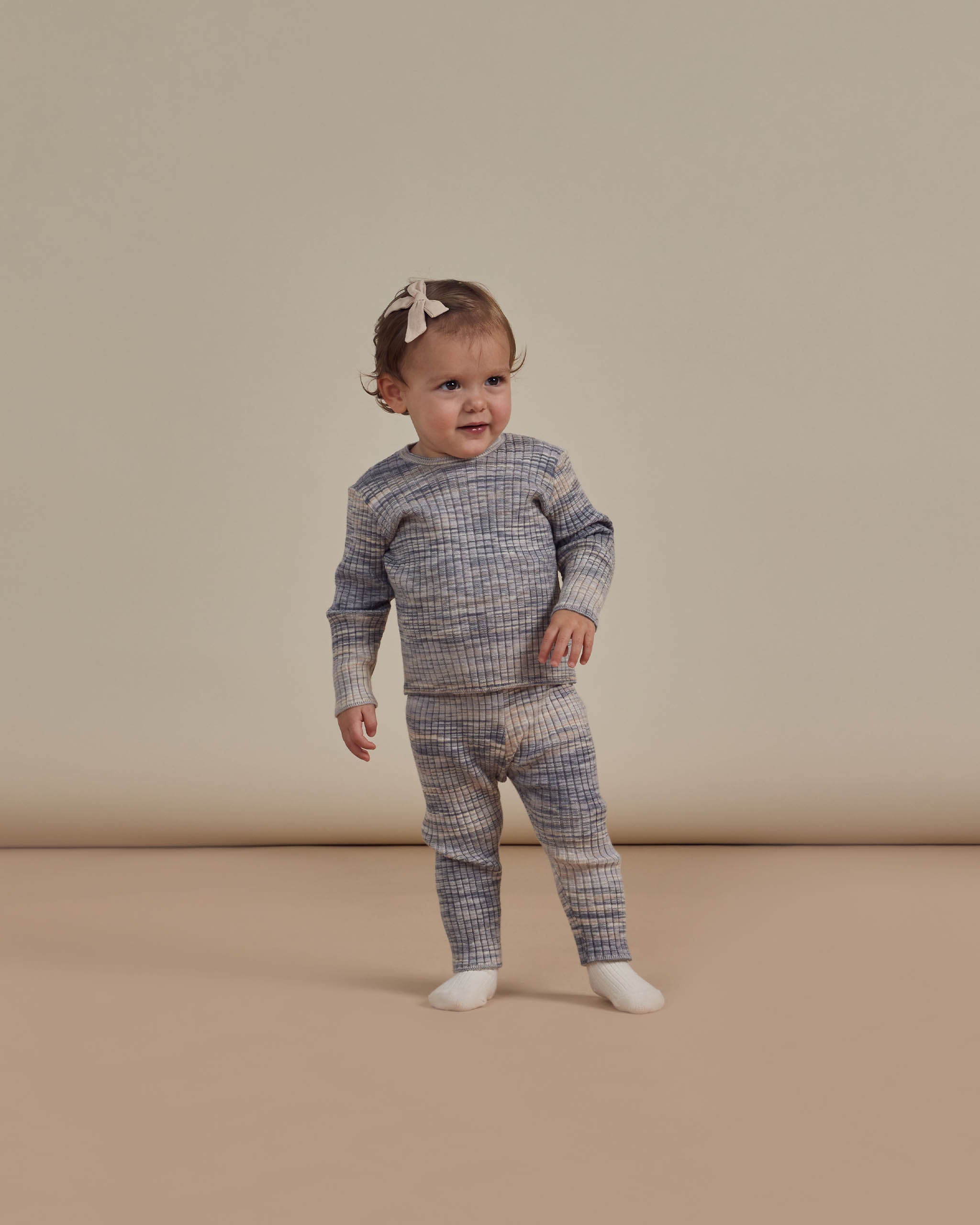 Ribbed Long Sleeve || Blue Space Dye - Rylee + Cru | Kids Clothes | Trendy Baby Clothes | Modern Infant Outfits |