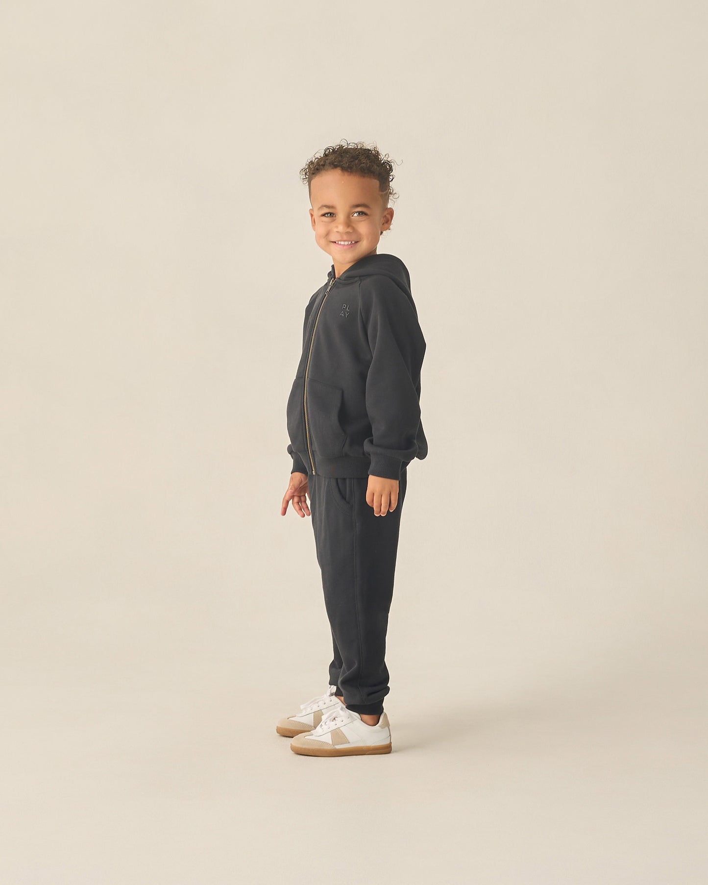 Zip Raglan Hoodie Black - Rylee + Cru | Kids Clothes | Trendy Baby Clothes | Modern Infant Outfits |