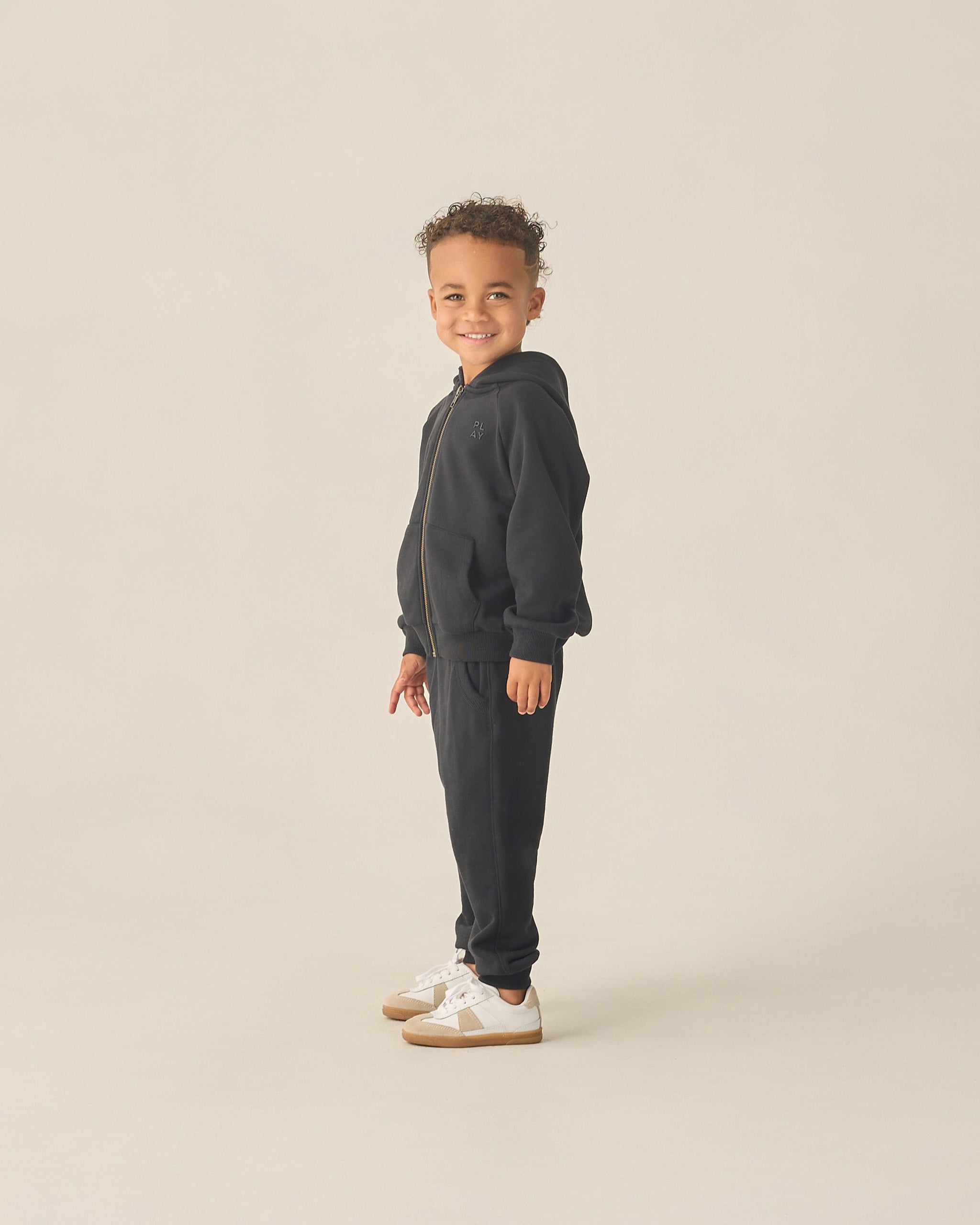 Zip Raglan Hoodie Black - Rylee + Cru | Kids Clothes | Trendy Baby Clothes | Modern Infant Outfits |