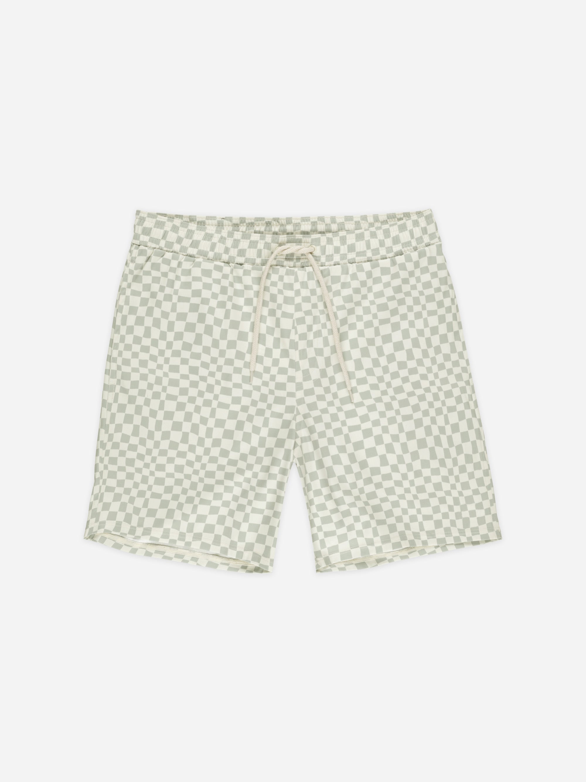 Basic Boardshort | Seafoam Check - Rylee + Cru | Kids Clothes | Trendy Baby Clothes | Modern Infant Outfits |