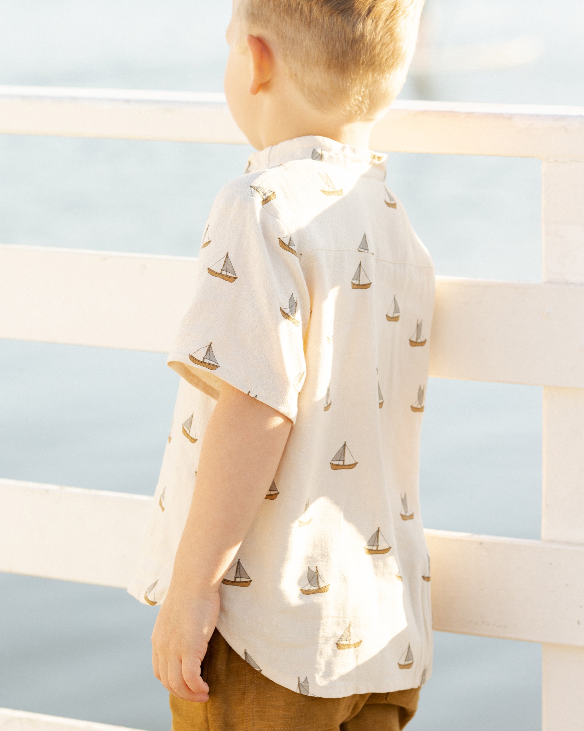 Mason Shirt || Sailboats - Rylee + Cru | Kids Clothes | Trendy Baby Clothes | Modern Infant Outfits |