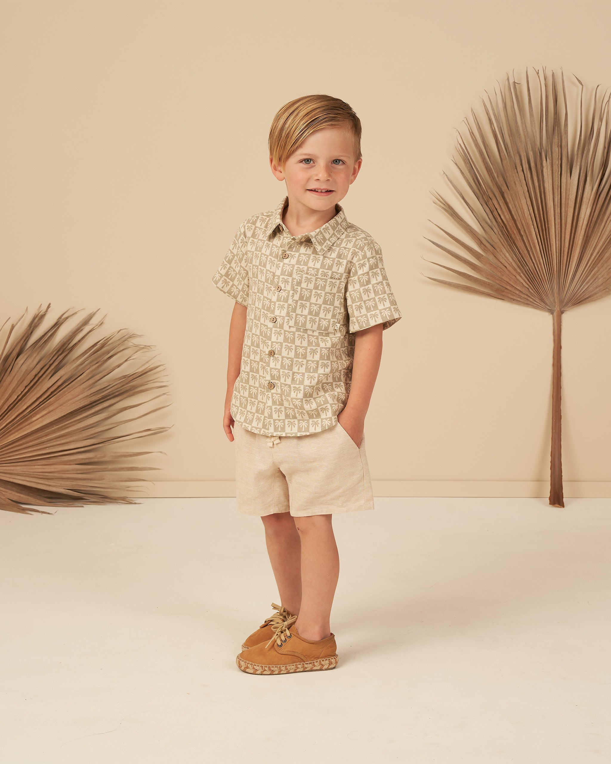 Bermuda Short || Heathered Sand - Rylee + Cru | Kids Clothes | Trendy Baby Clothes | Modern Infant Outfits |