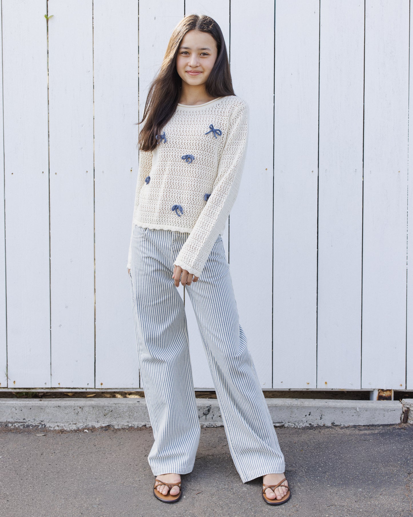 Teen Baggy Hose mit weitem Bein und Eisenbahnstreifen