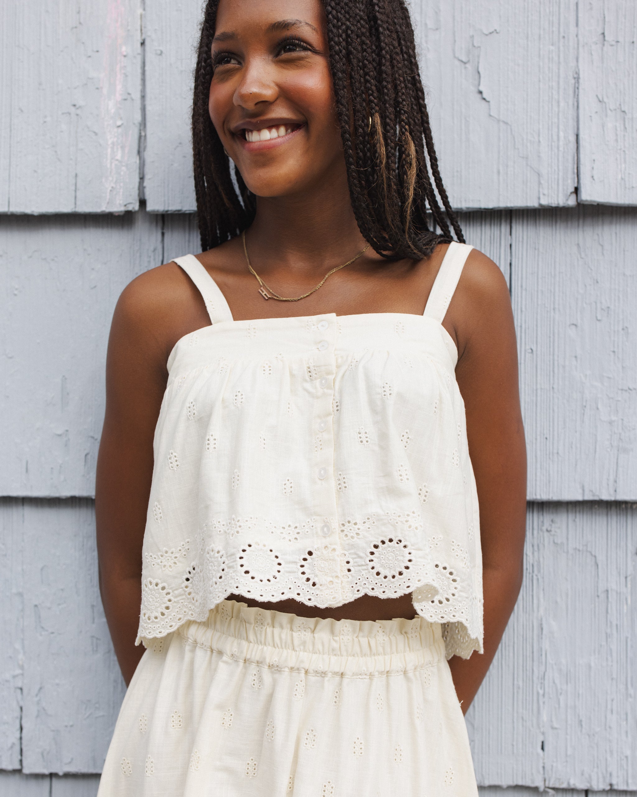 Teen Eyelet Swing Top Ivory – Rylee + Cru