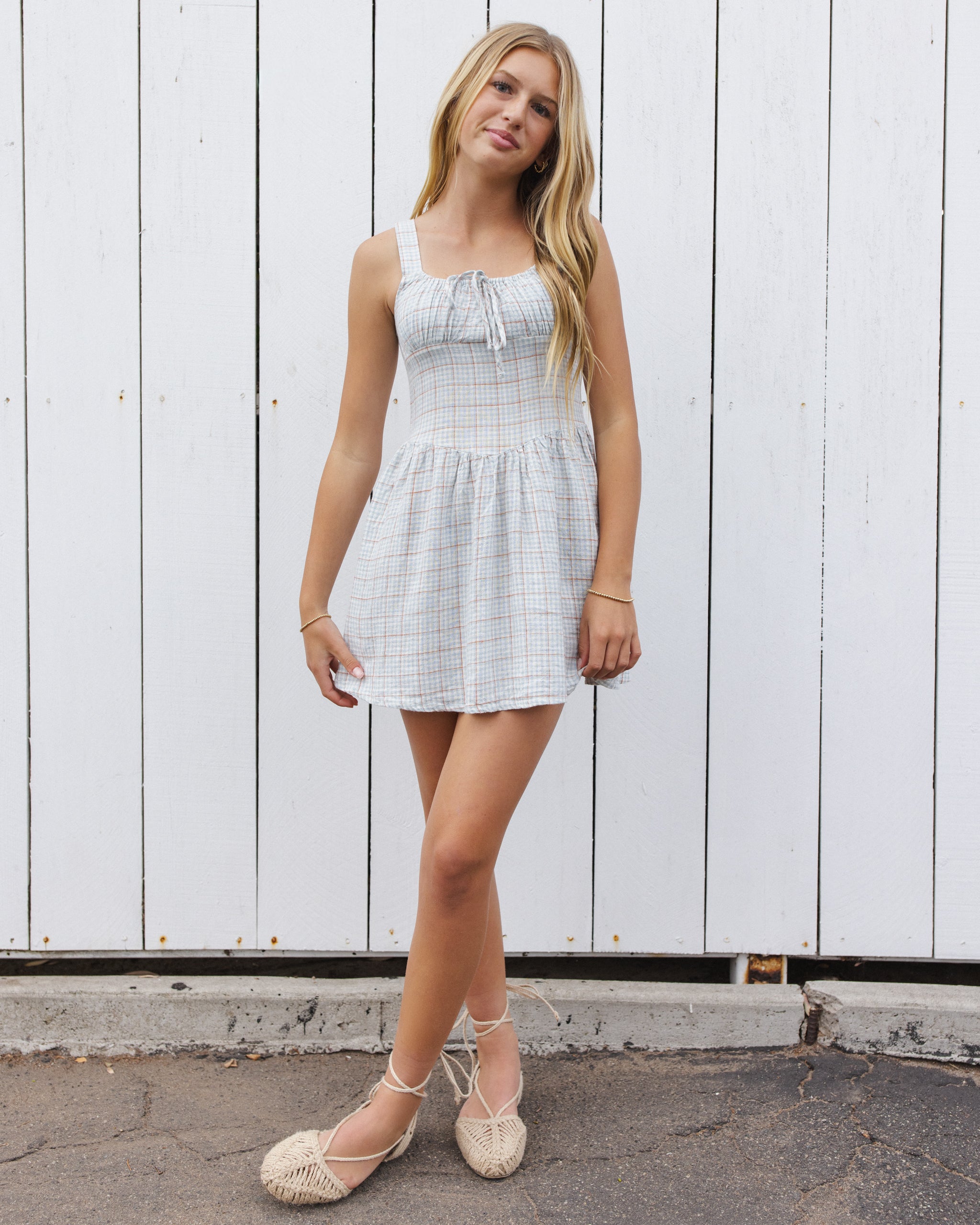 Teen Primrose Mini Dress Light Blue Plaid – Rylee + Cru
