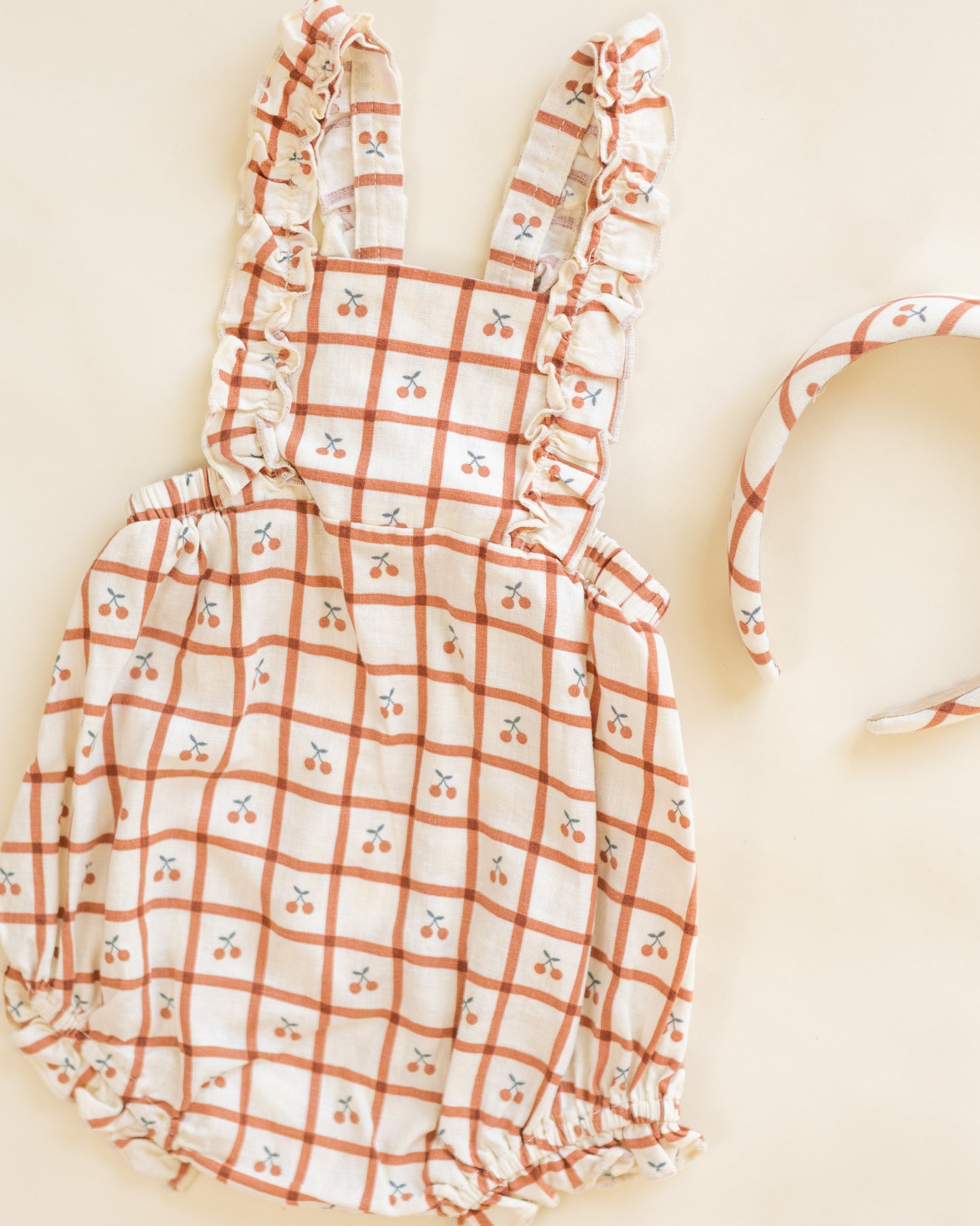 Chiara Romper Cherry Check - Rylee + Cru | Kids Clothes | Trendy Baby Clothes | Modern Infant Outfits |