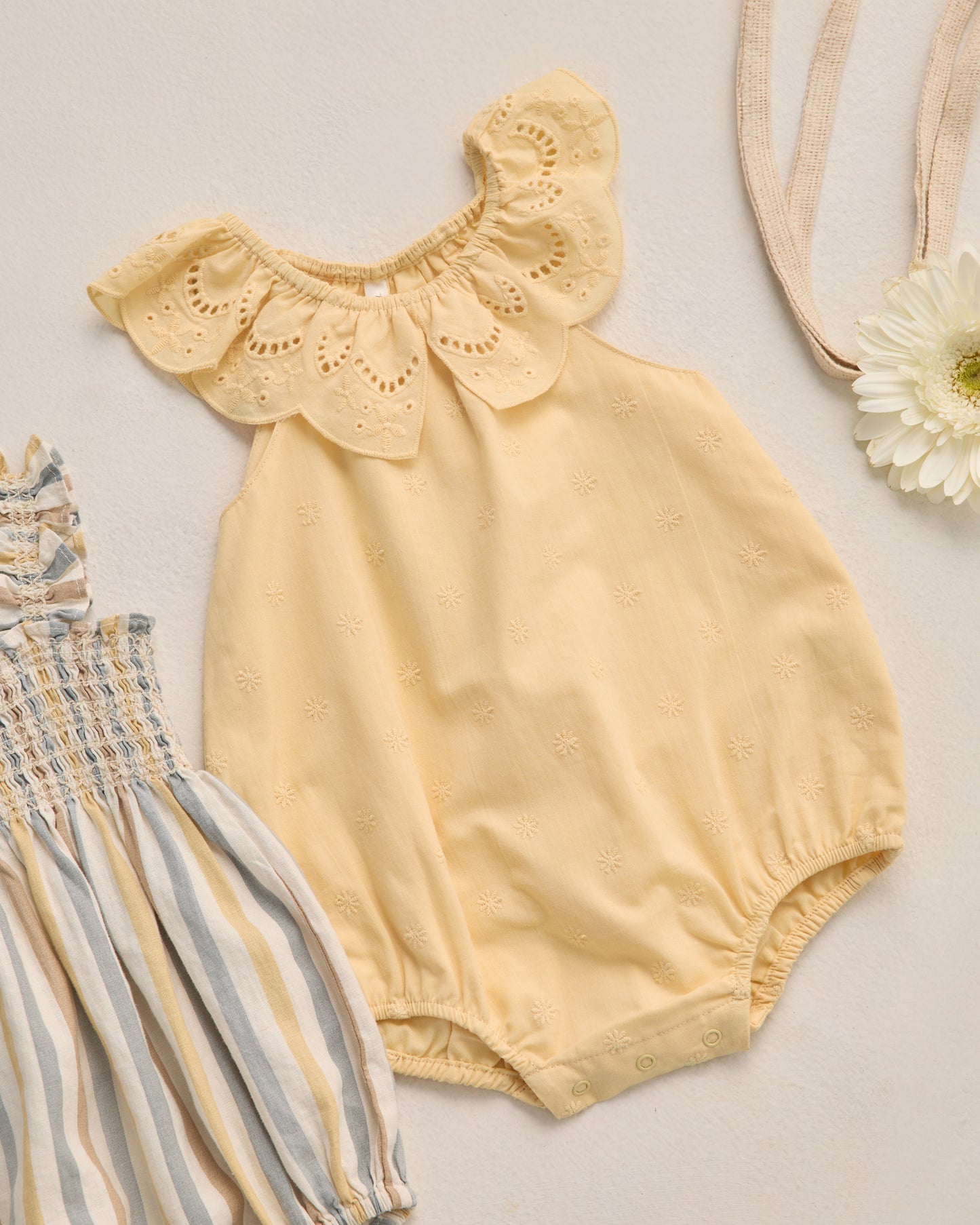Myla Romper Lemon - Rylee + Cru | Kids Clothes | Trendy Baby Clothes | Modern Infant Outfits |