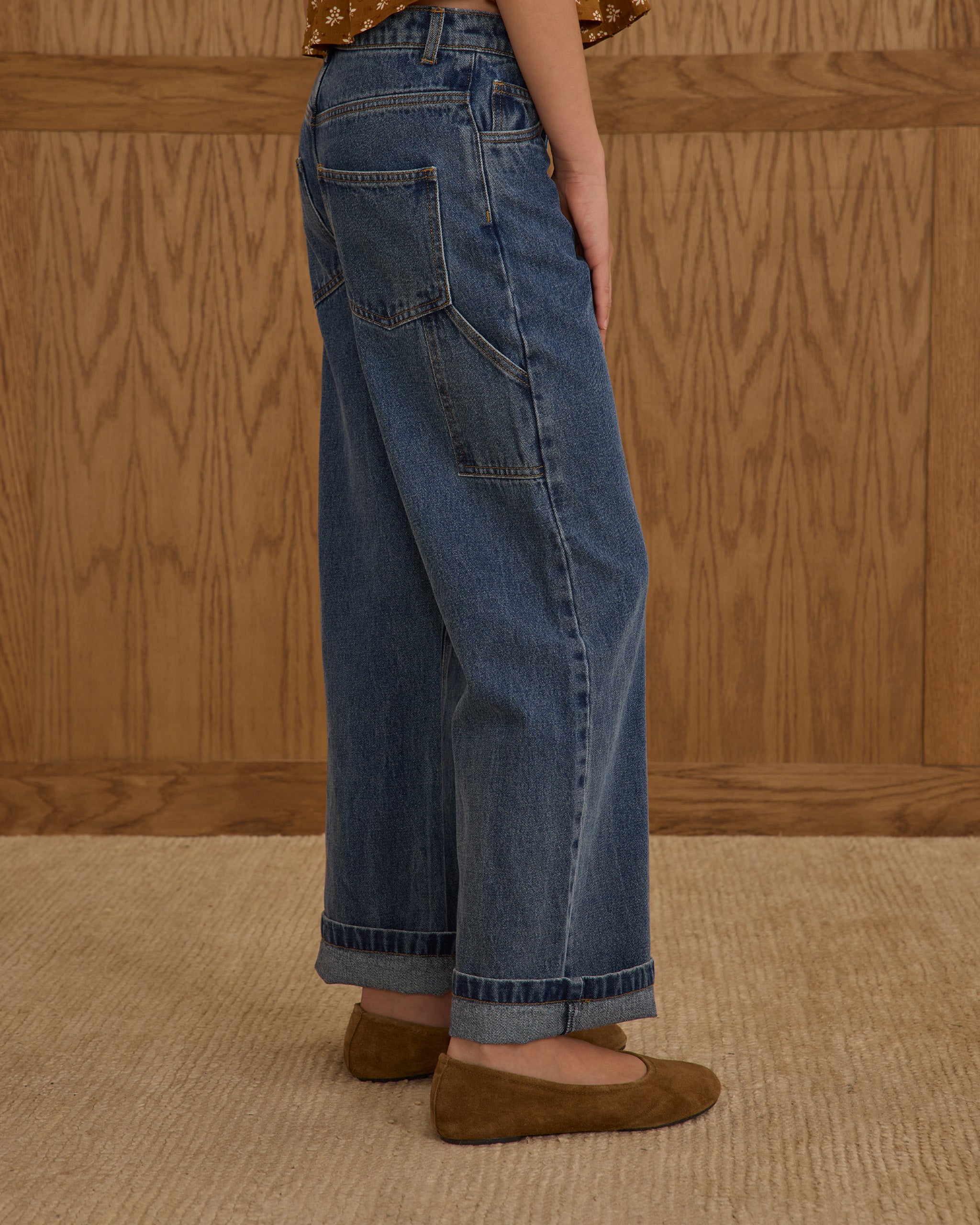 Baggy Wide Leg Pant || Indigo Denim - Rylee + Cru | Kids Clothes | Trendy Baby Clothes | Modern Infant Outfits |