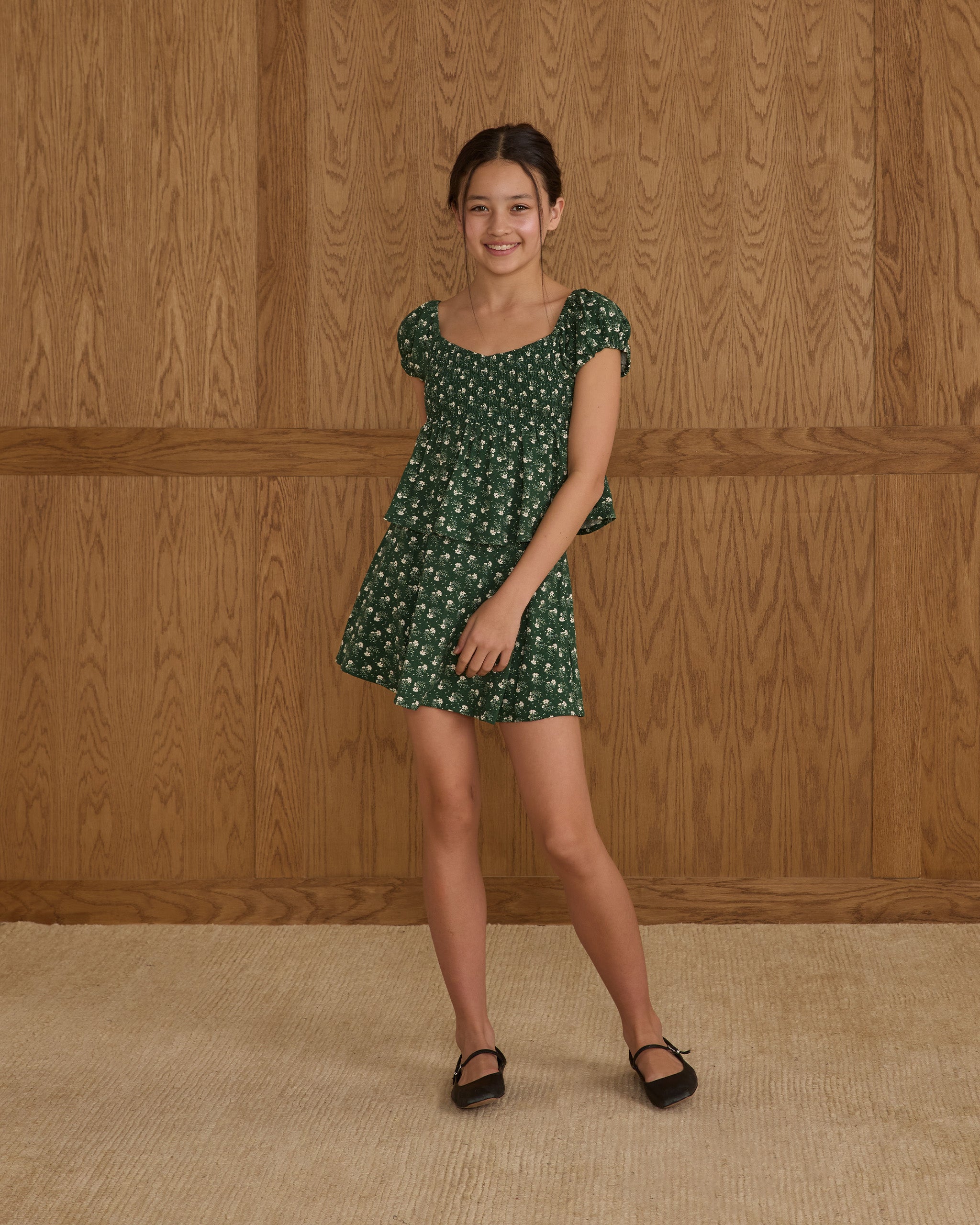 Rachel Skirt || Green Ditsy - Rylee + Cru | Kids Clothes | Trendy Baby Clothes | Modern Infant Outfits |