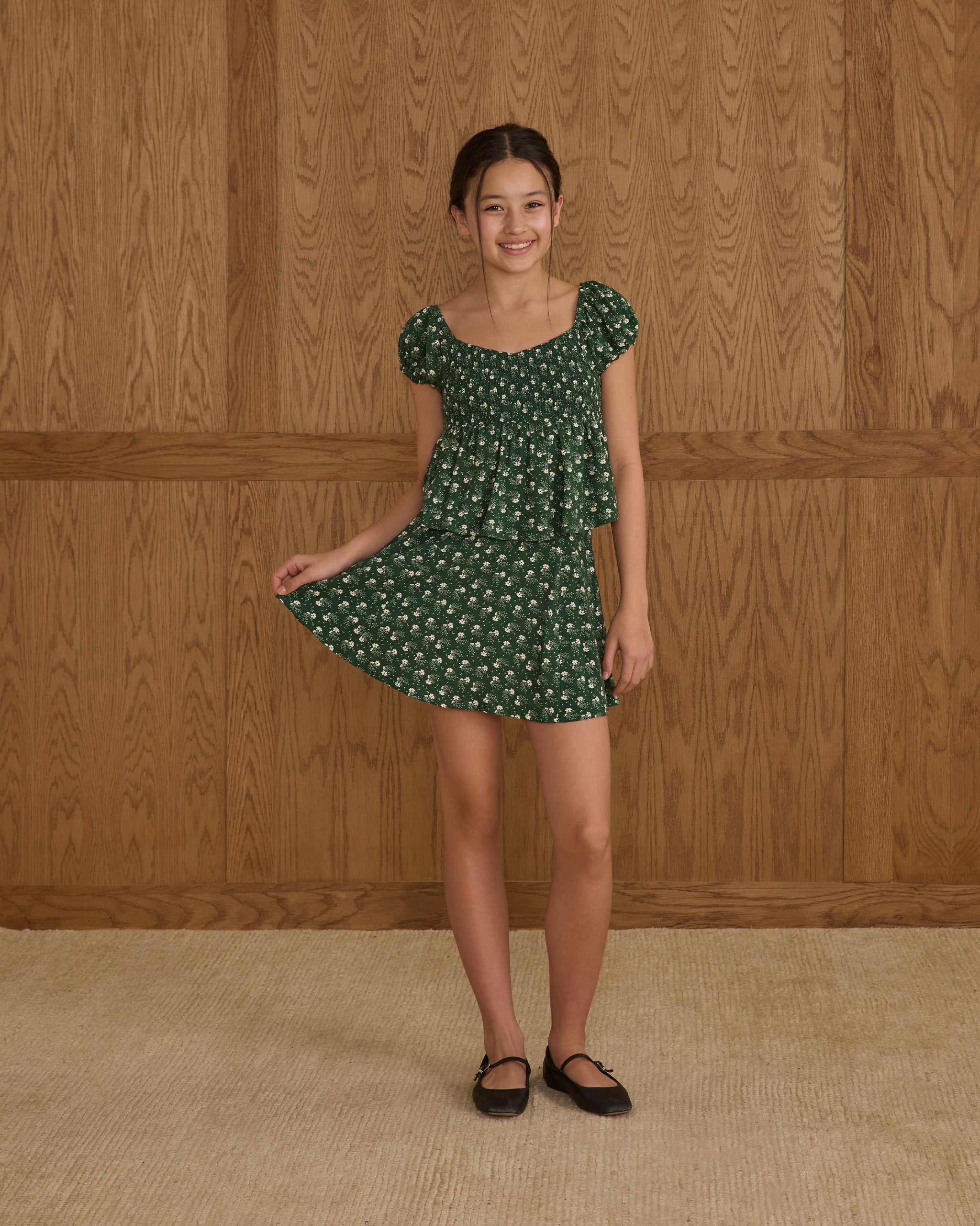 Rachel Skirt || Green Ditsy - Rylee + Cru | Kids Clothes | Trendy Baby Clothes | Modern Infant Outfits |