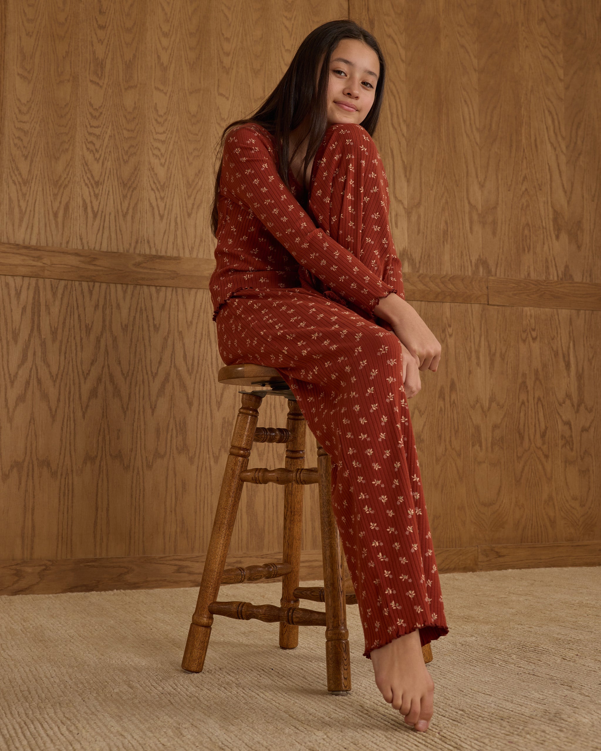 Ribbed Lounge Set || Ruby Ditsy - Rylee + Cru | Kids Clothes | Trendy Baby Clothes | Modern Infant Outfits |