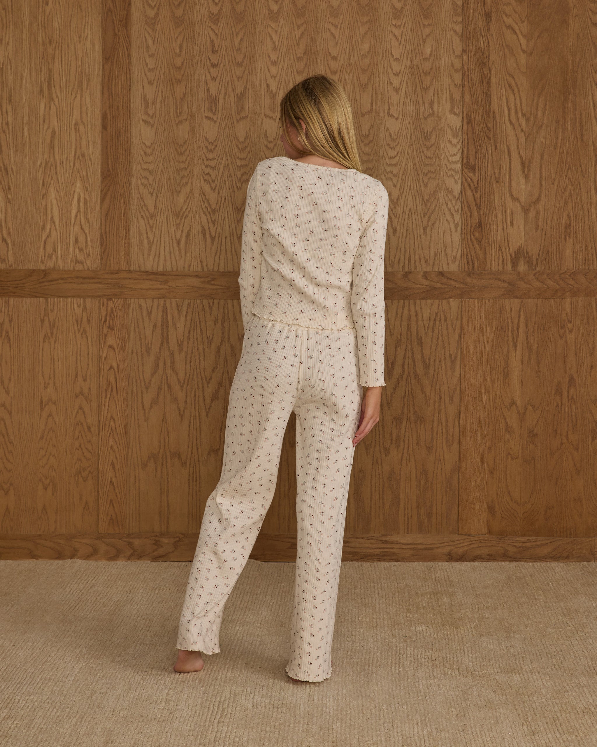 Ribbed Lounge Set || Natural Ditsy - Rylee + Cru | Kids Clothes | Trendy Baby Clothes | Modern Infant Outfits |