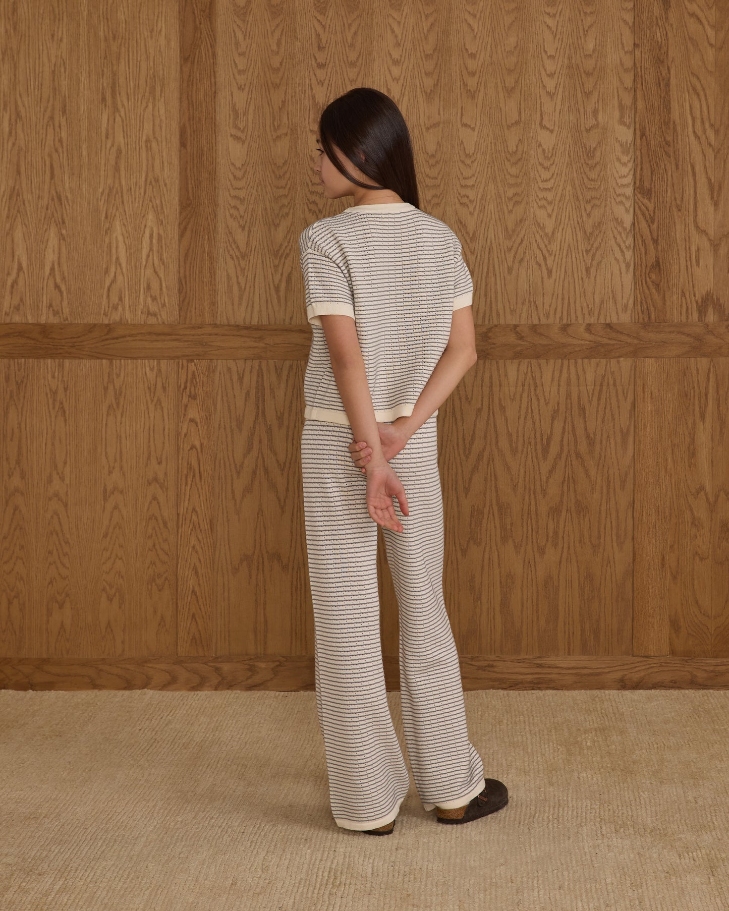 Boxy Crop Knit Tee || Dusty Blue Stripe - Rylee + Cru | Kids Clothes | Trendy Baby Clothes | Modern Infant Outfits |