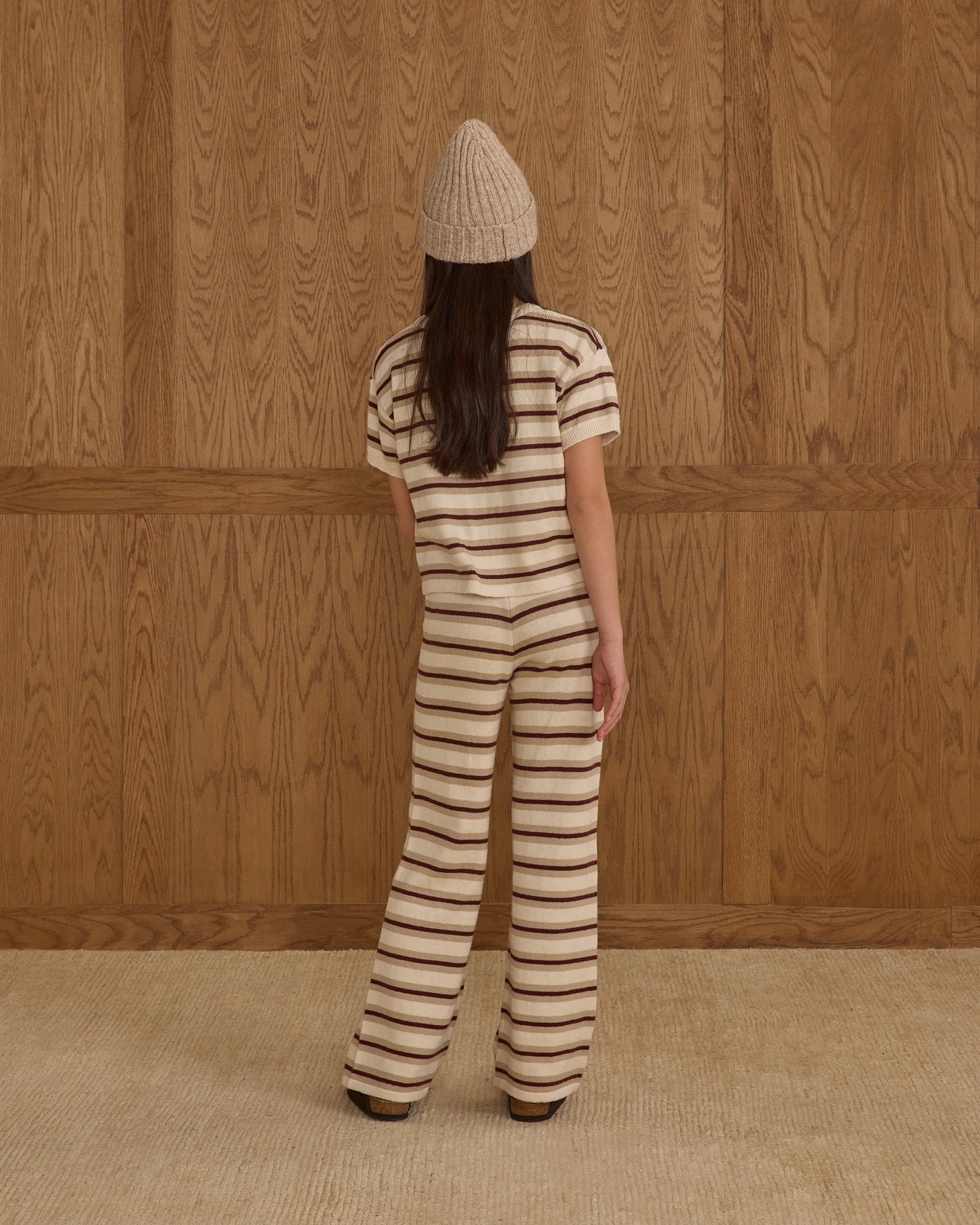 Boxy Crop Knit Tee || Burgundy Stripe - Rylee + Cru | Kids Clothes | Trendy Baby Clothes | Modern Infant Outfits |