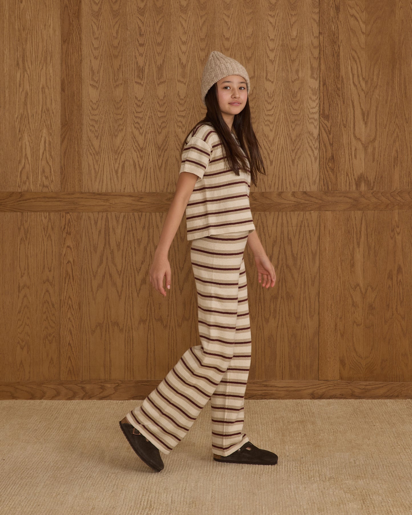 Knit Wide Leg || Burgundy Stripe - Rylee + Cru | Kids Clothes | Trendy Baby Clothes | Modern Infant Outfits |