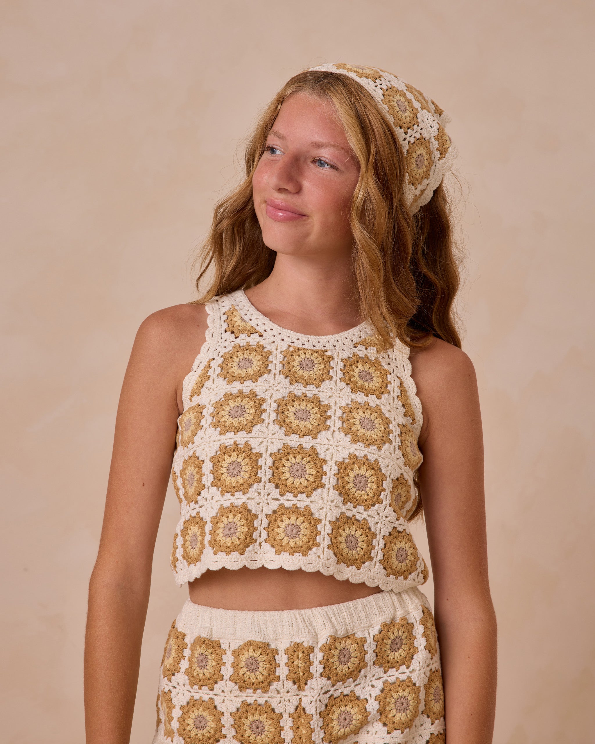 Crochet Tank Set | Marigold Daisy - Rylee + Cru | Kids Clothes | Trendy Baby Clothes | Modern Infant Outfits |