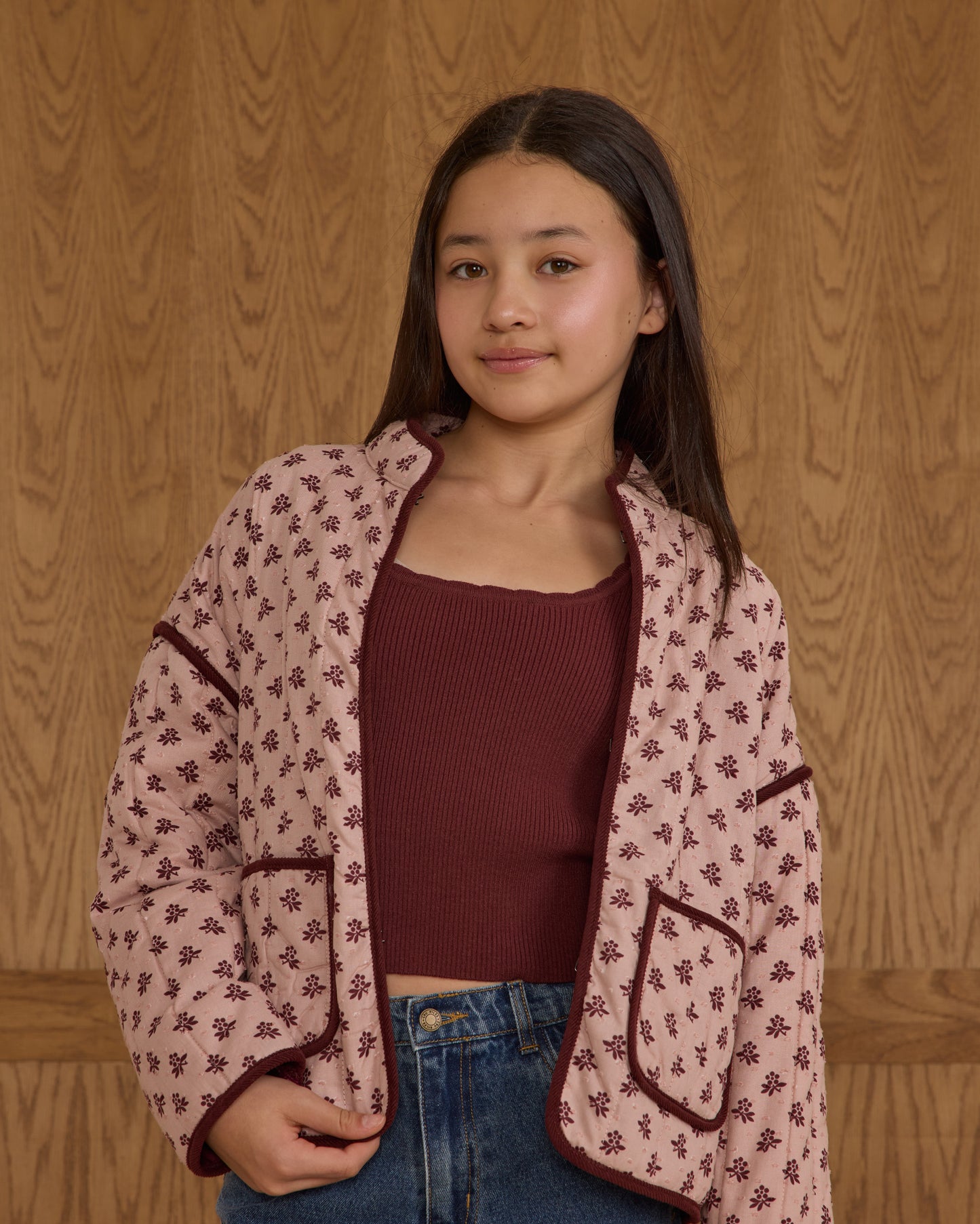 Quilted Jacket || Blush Fleur - Rylee + Cru | Kids Clothes | Trendy Baby Clothes | Modern Infant Outfits |