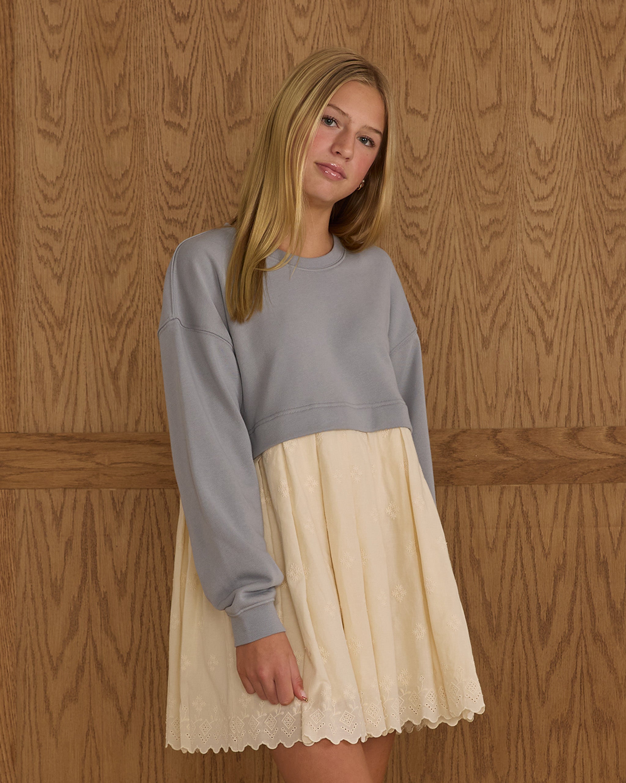 Sweatshirt Dress || Dusty Blue - Rylee + Cru | Kids Clothes | Trendy Baby Clothes | Modern Infant Outfits |